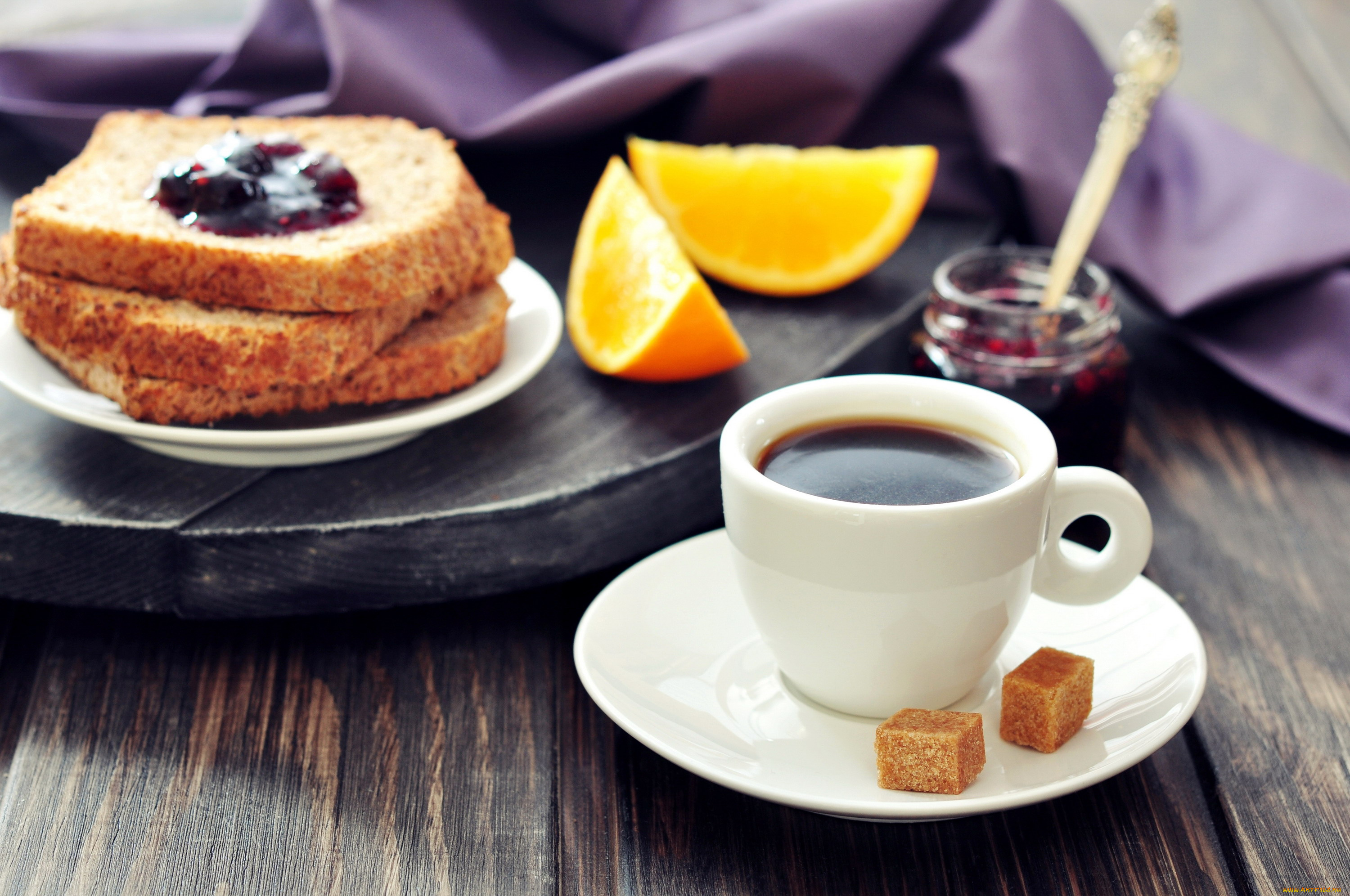 еда, разное, хлеб, апельсин, джем, кофе, сахар