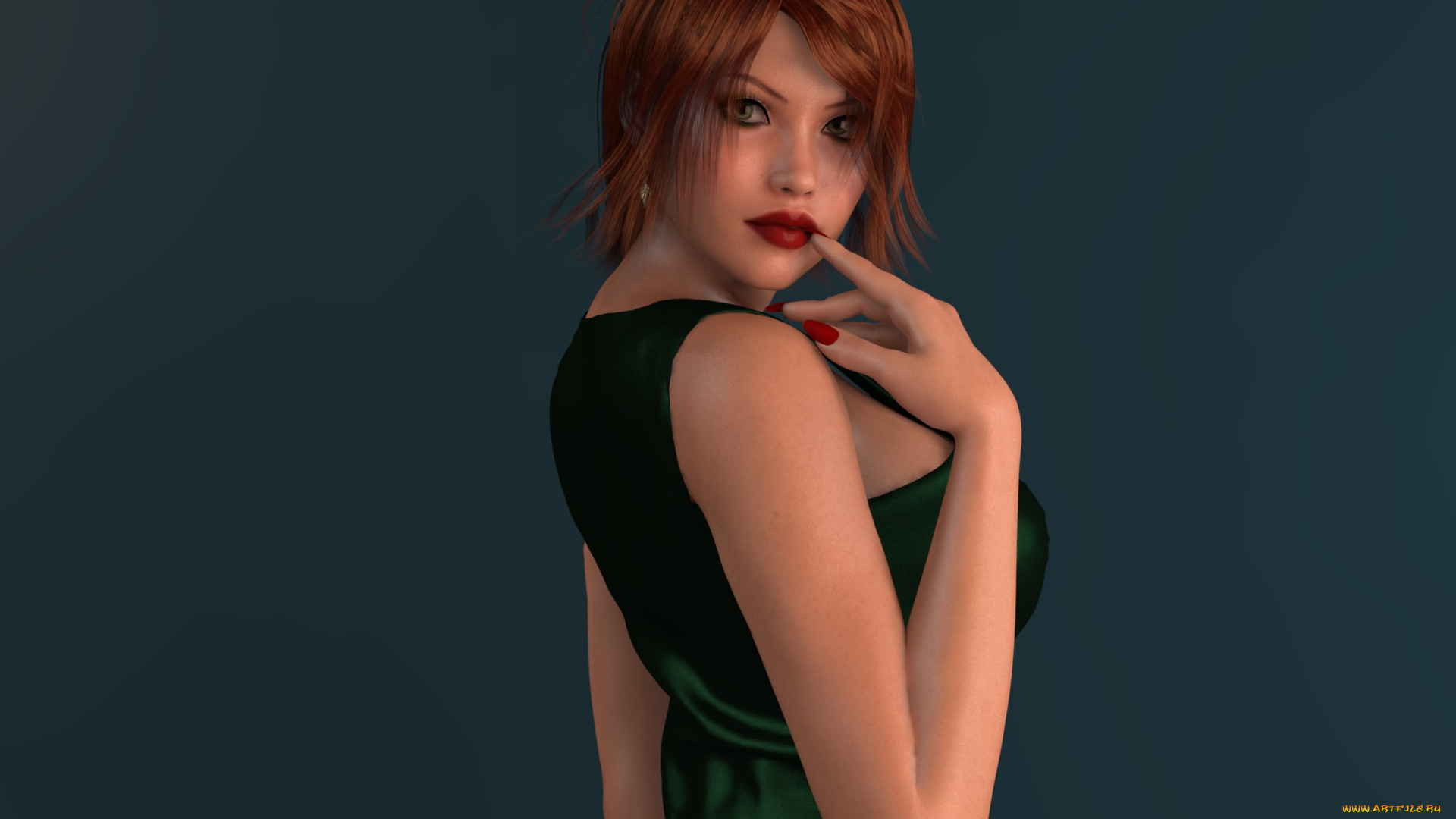 3д, графика, люди, , people, фон, рыжая, взгляд, девушка