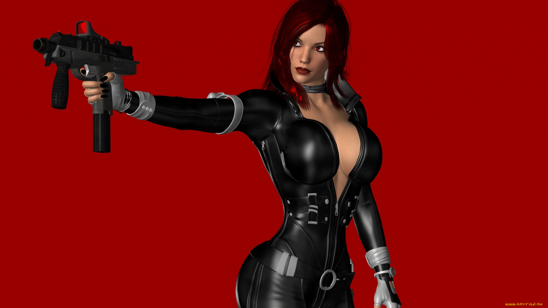 3д, графика, люди, , people, взгляд, оружие, девушка, фон