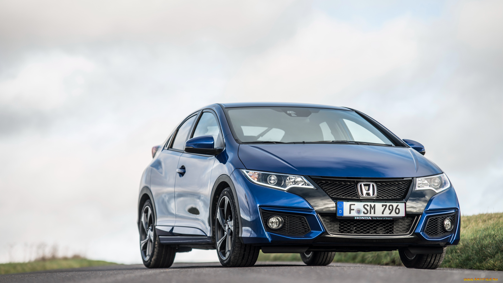 автомобили, honda, 2015г, синий, sport, civic