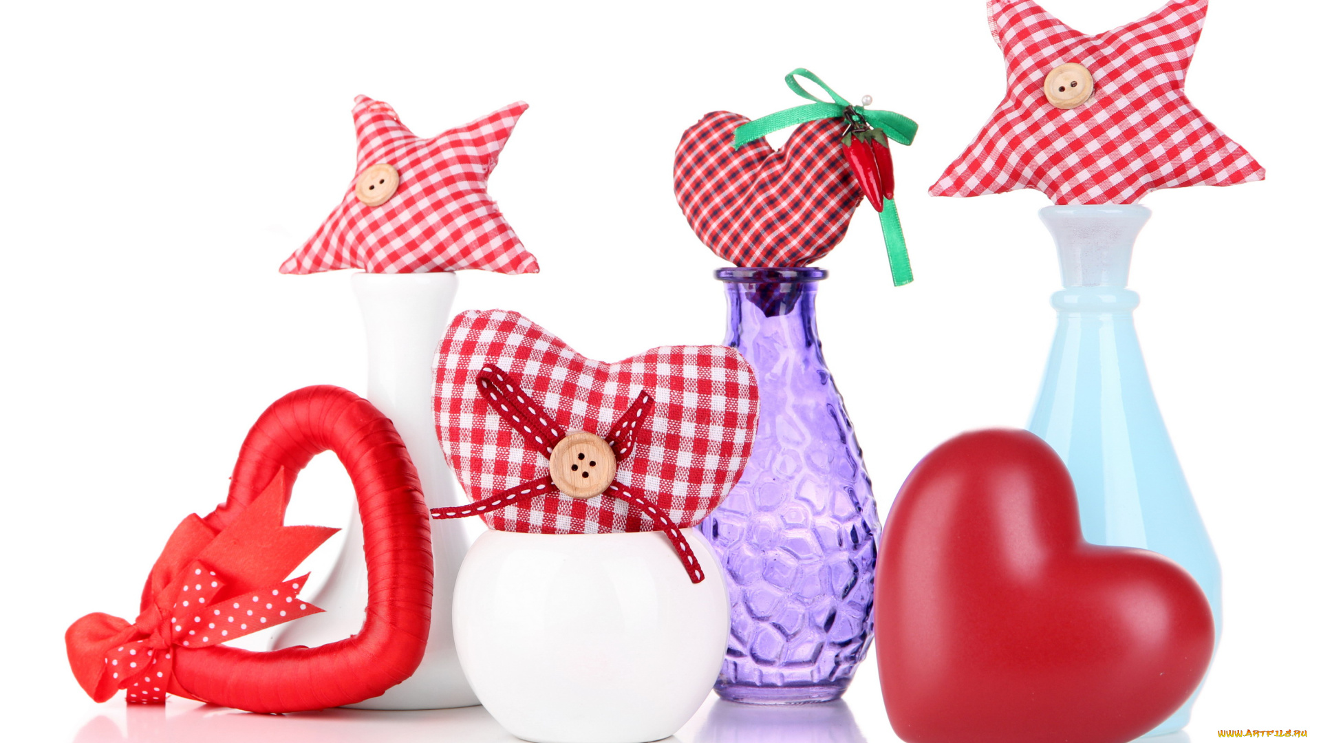 праздничные, день, святого, валентина, , сердечки, , любовь, банты, пуговицы, сердечки, вазочки