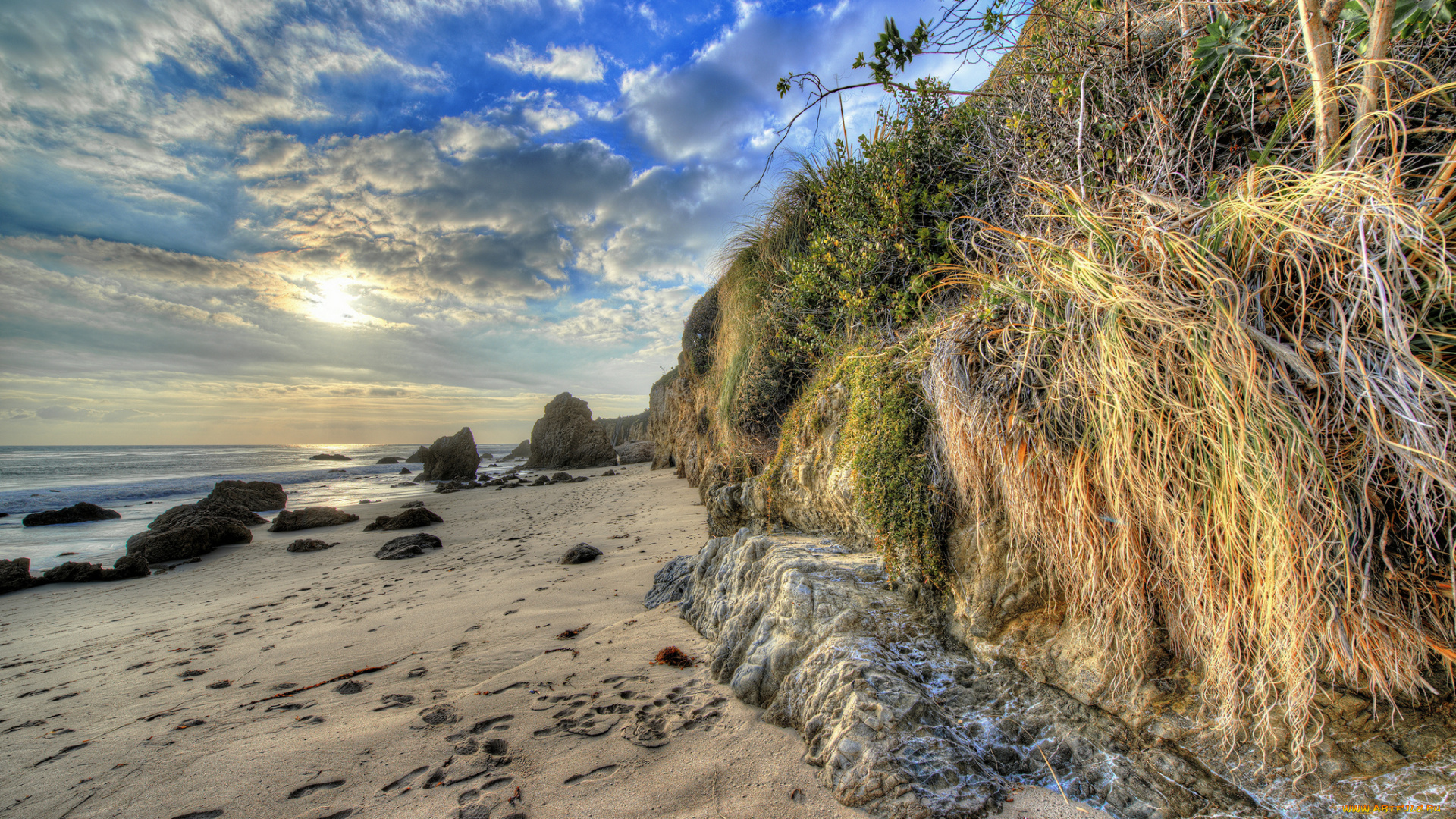 природа, восходы, закаты, облака, пляж, океан