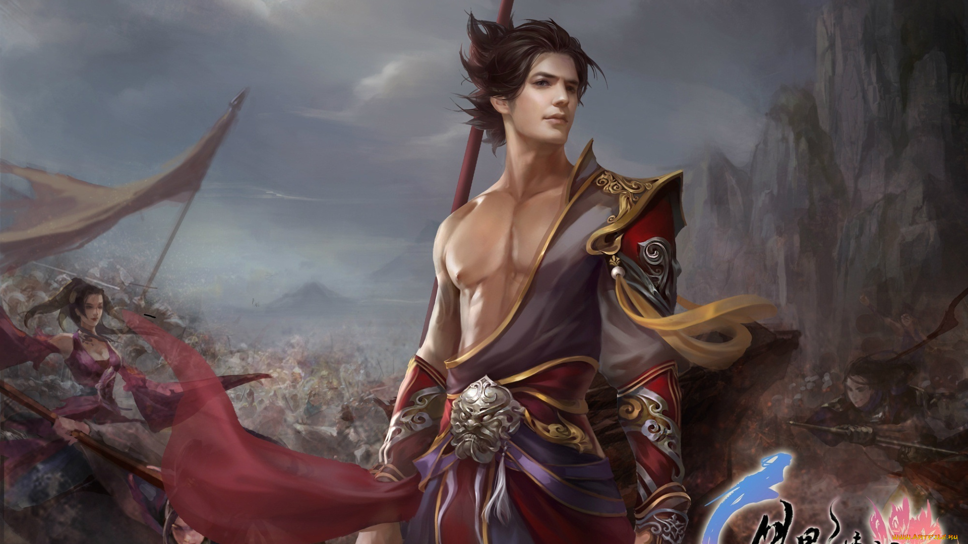 видео, игры, ~~~другое~~~, парень, игра, арт, легенда, о, луне, китай, битва, воин