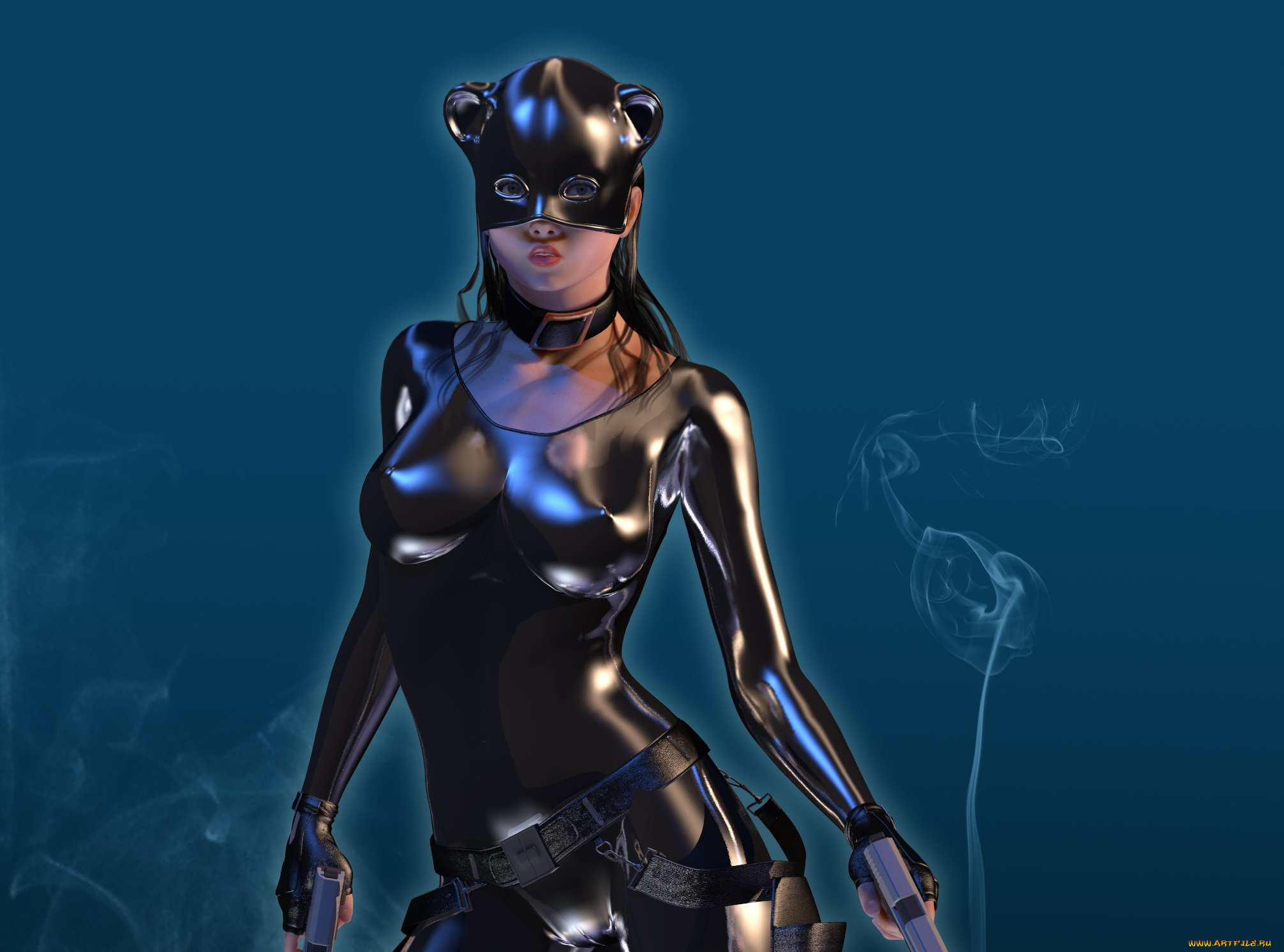 3д, графика, люди, , people, латекс, маска, фон, взгляд, девушка, оружие