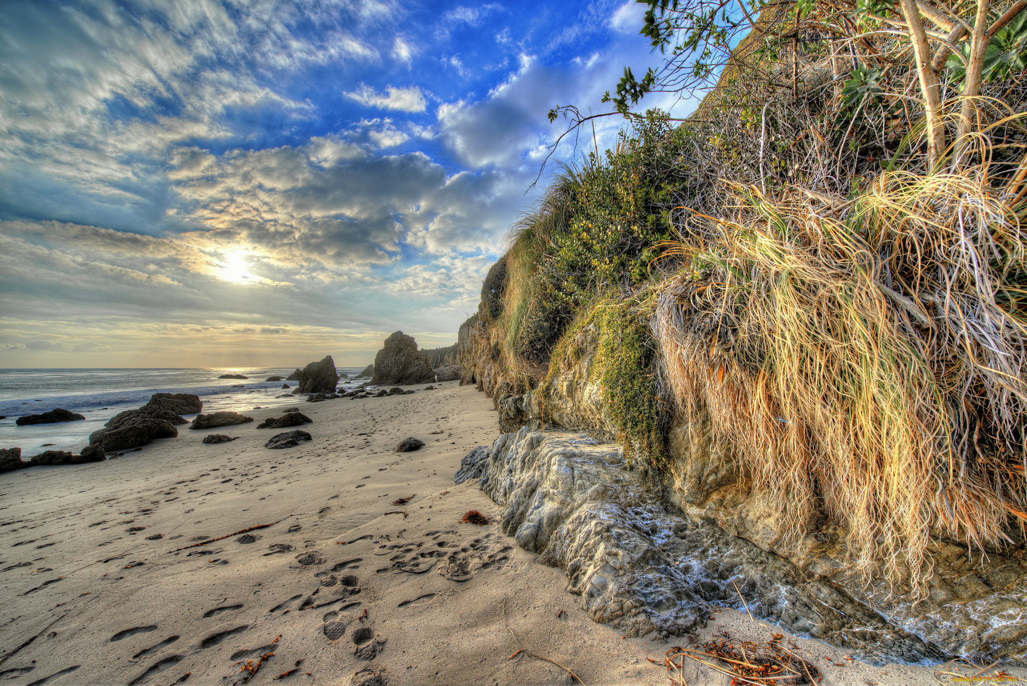 природа, восходы, закаты, облака, пляж, океан