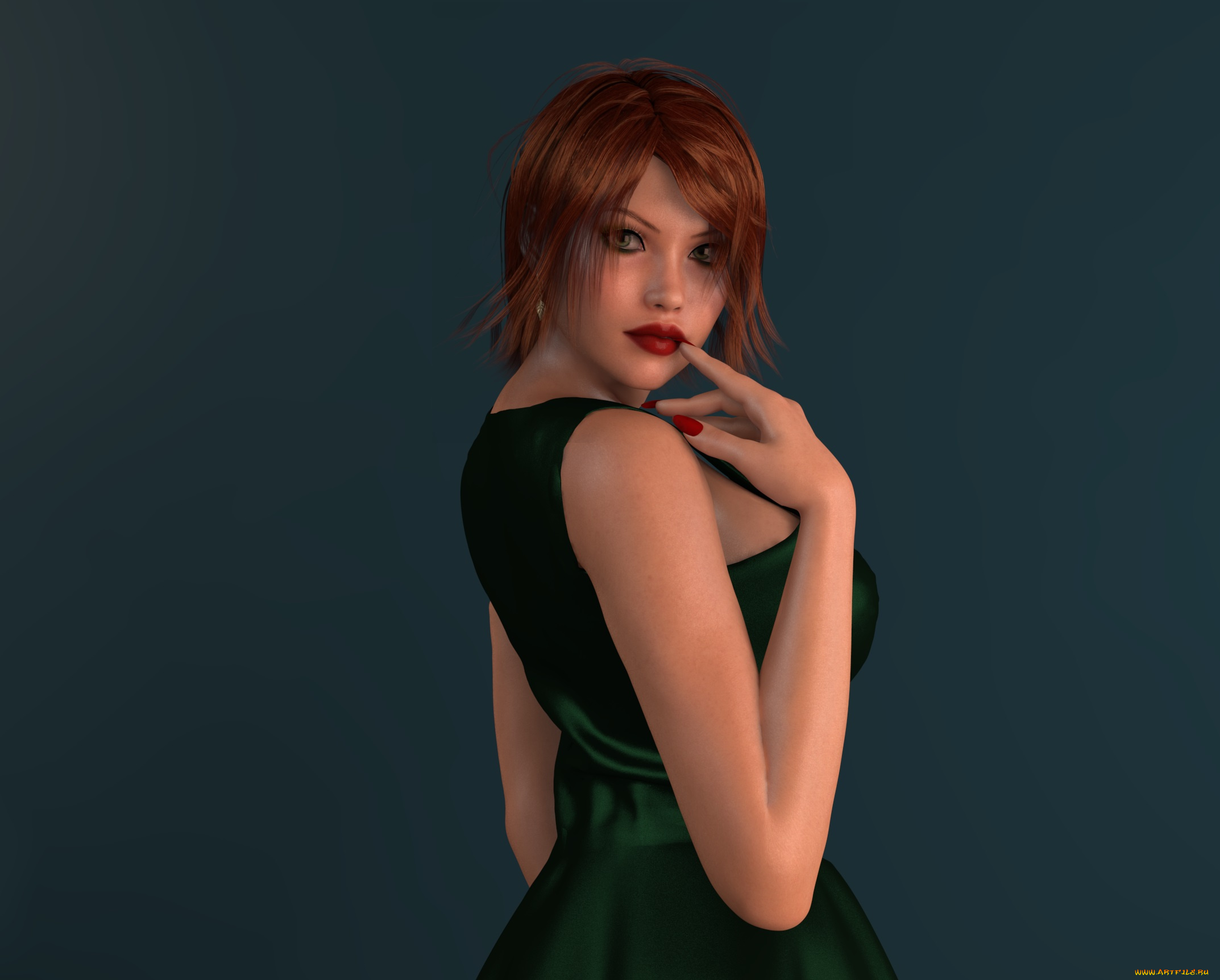 3д, графика, люди, , people, фон, рыжая, взгляд, девушка