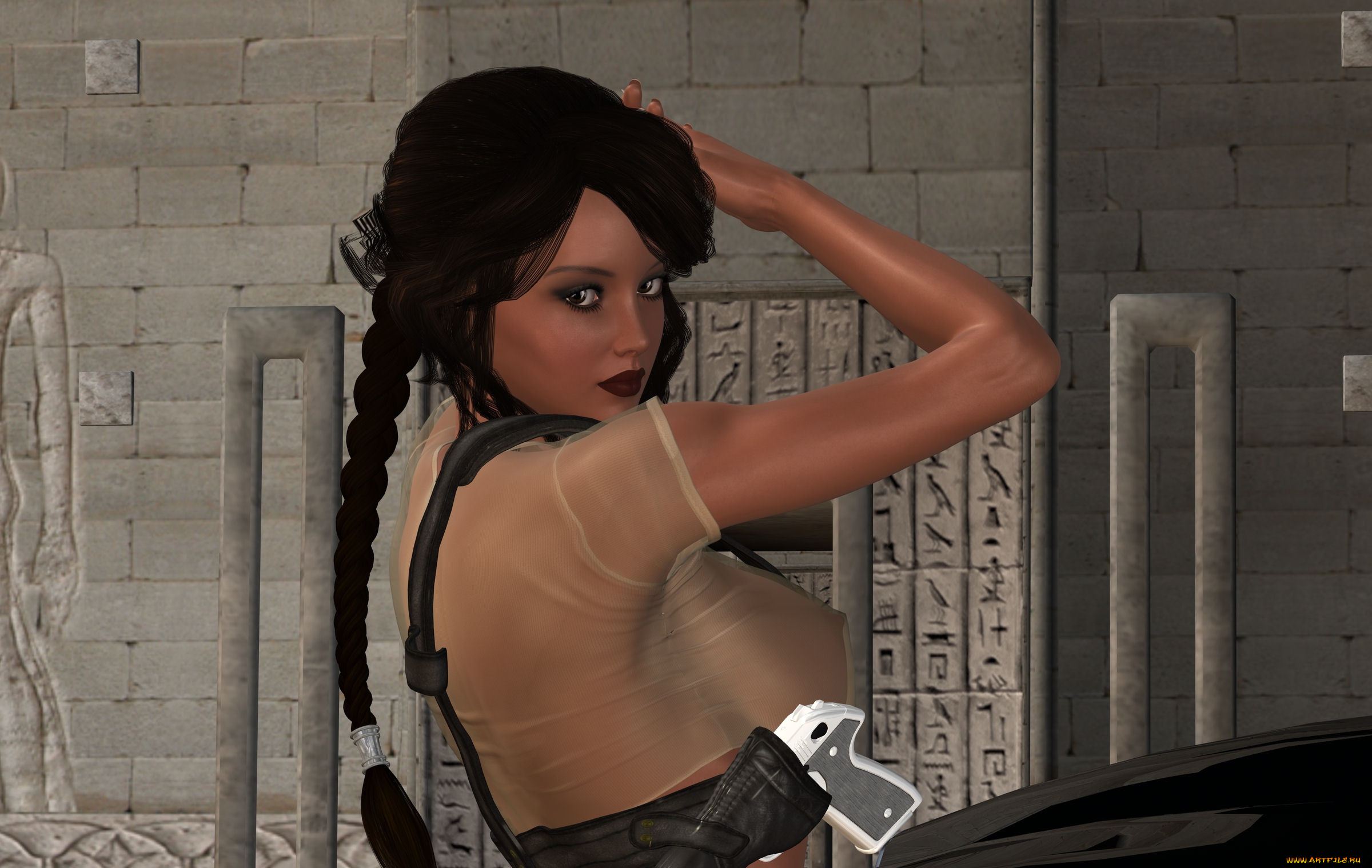 3д, графика, люди, , people, фон, оружие, взгляд, девушка