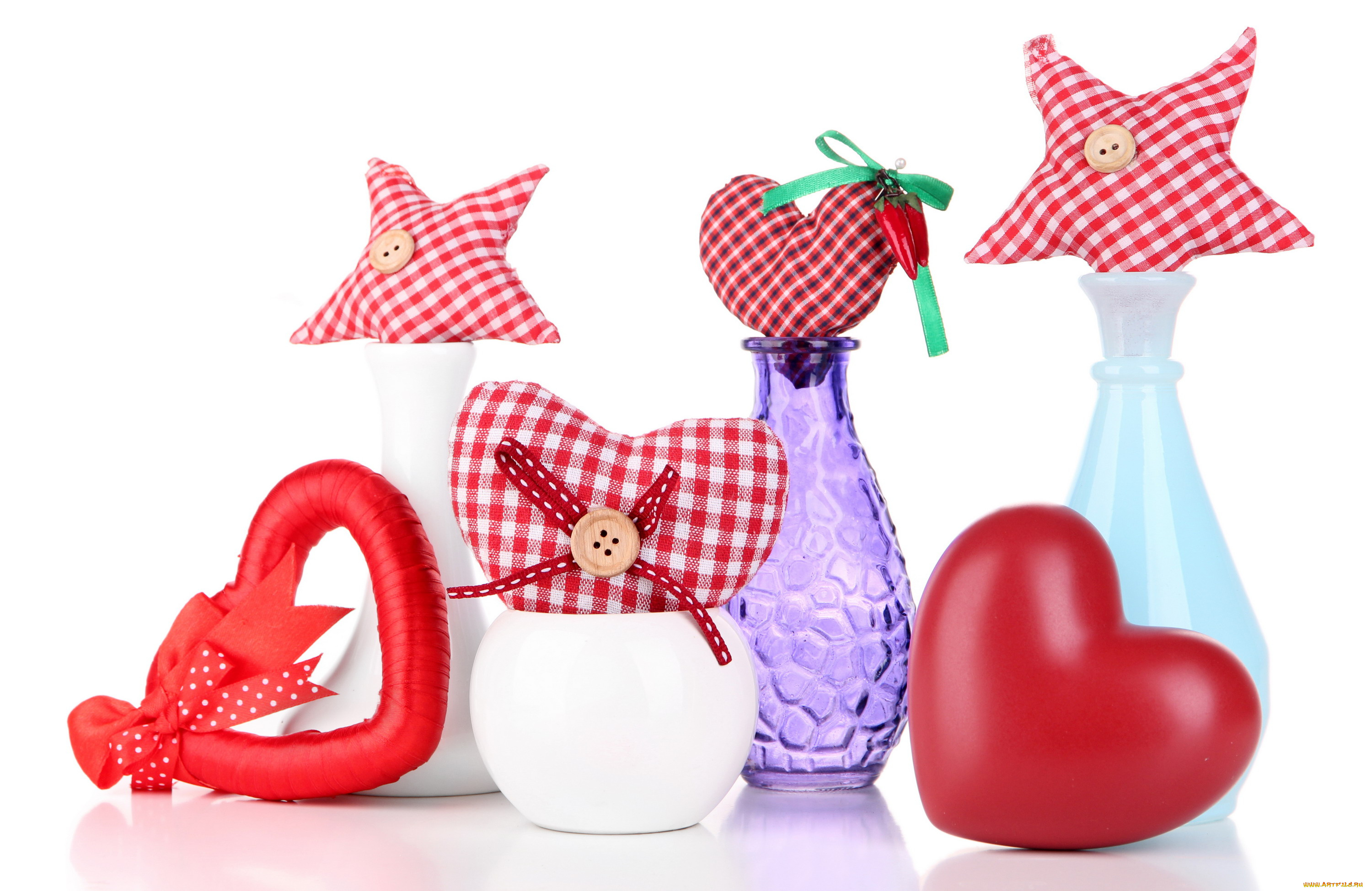 праздничные, день, святого, валентина, , сердечки, , любовь, банты, пуговицы, сердечки, вазочки