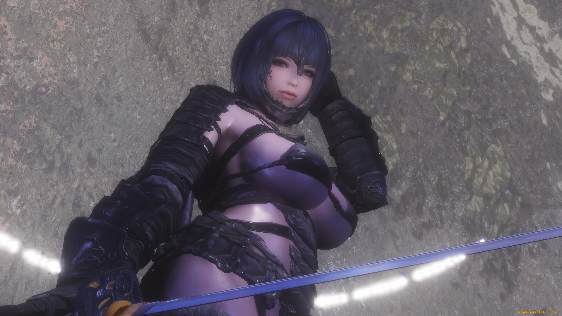 3д, графика, аниме, , anime, девушка, фон, взгляд, оружие