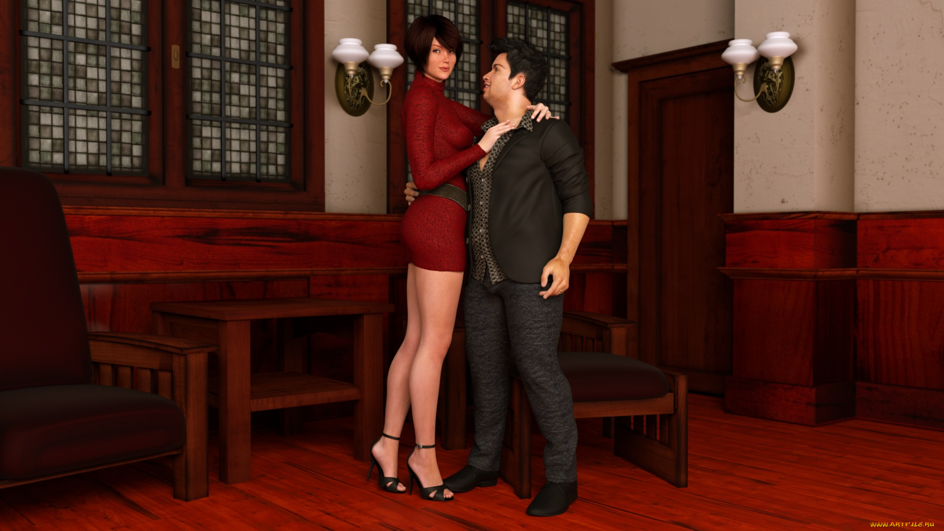 3д, графика, люди, , people, девушка, взгляд, фон, парень