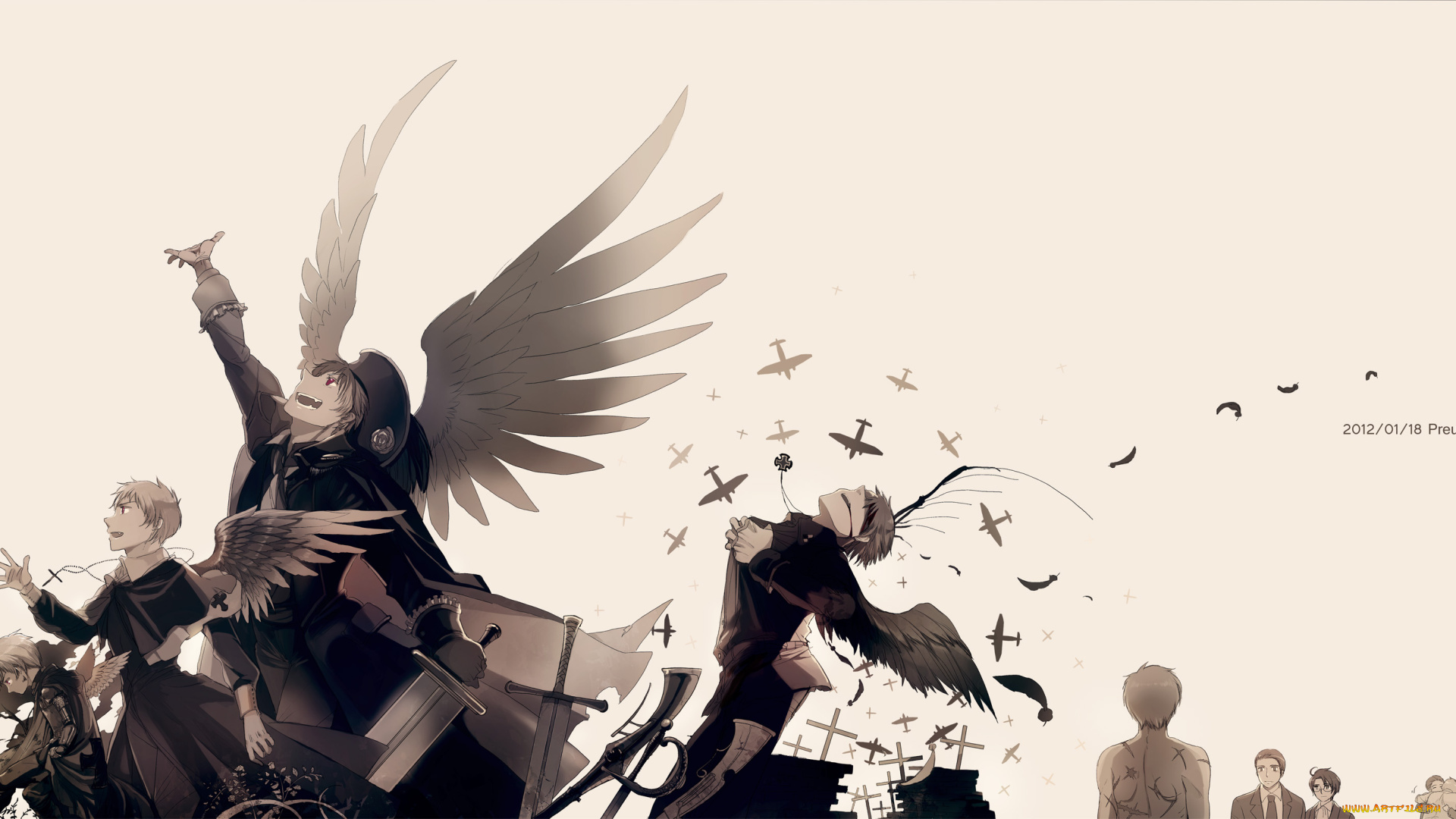 аниме, hetalia, , axis, powers, парни, ангел, арт