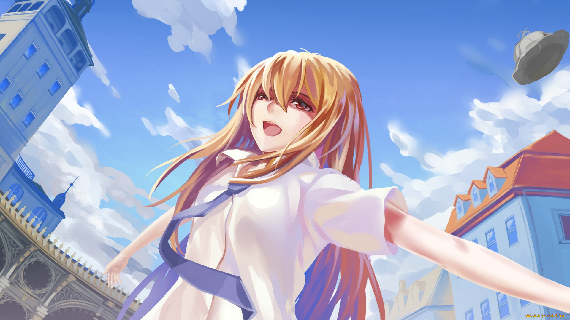 аниме, jormungand, город, девушка, арт