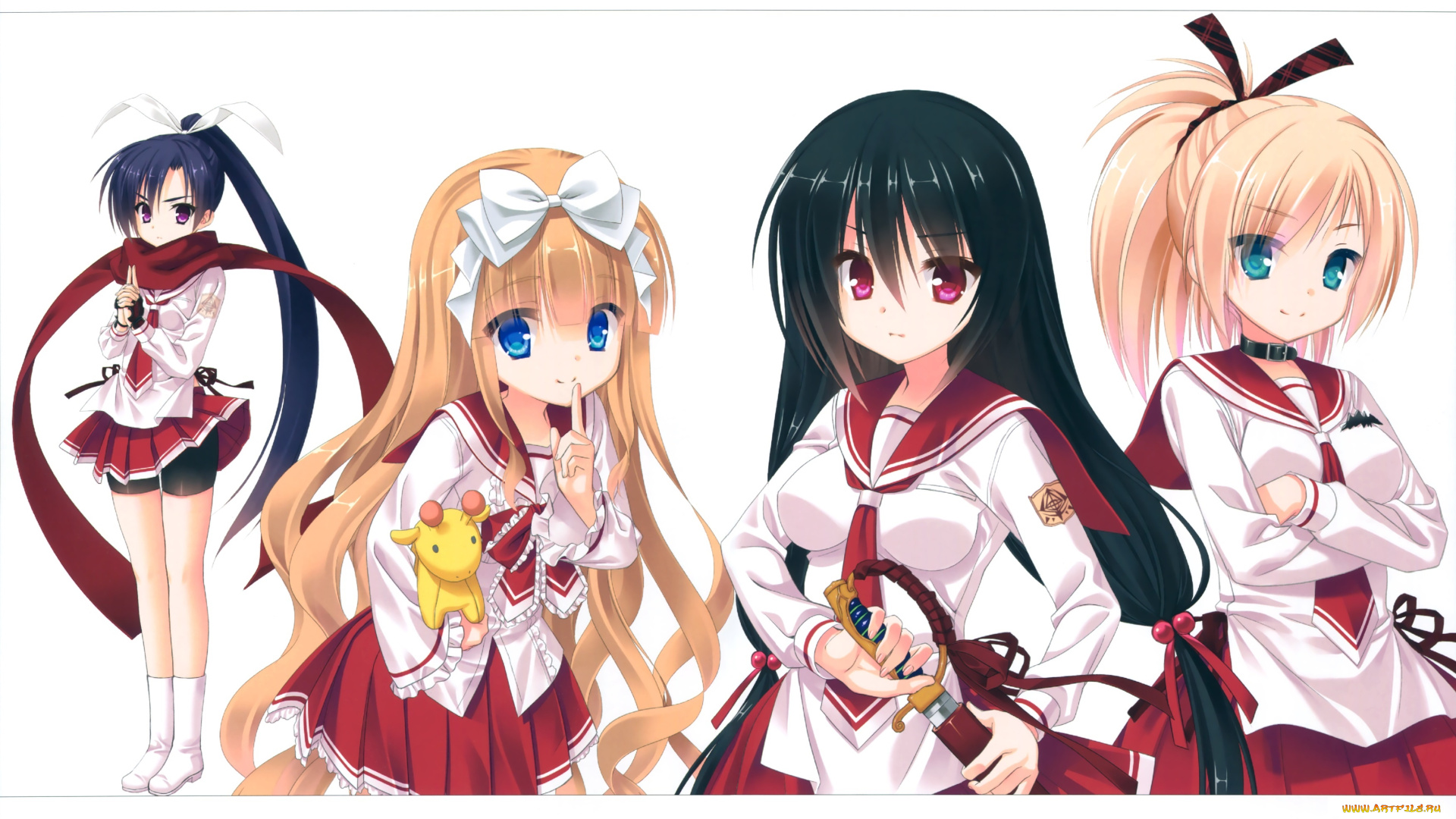 аниме, unknown, , другое, девушки, взгляд, фон