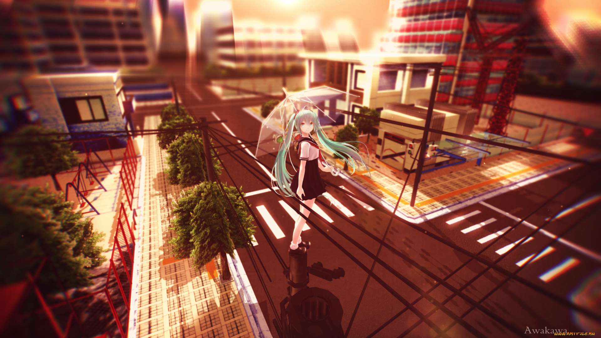 аниме, vocaloid, hatsune, miku, awakawayui