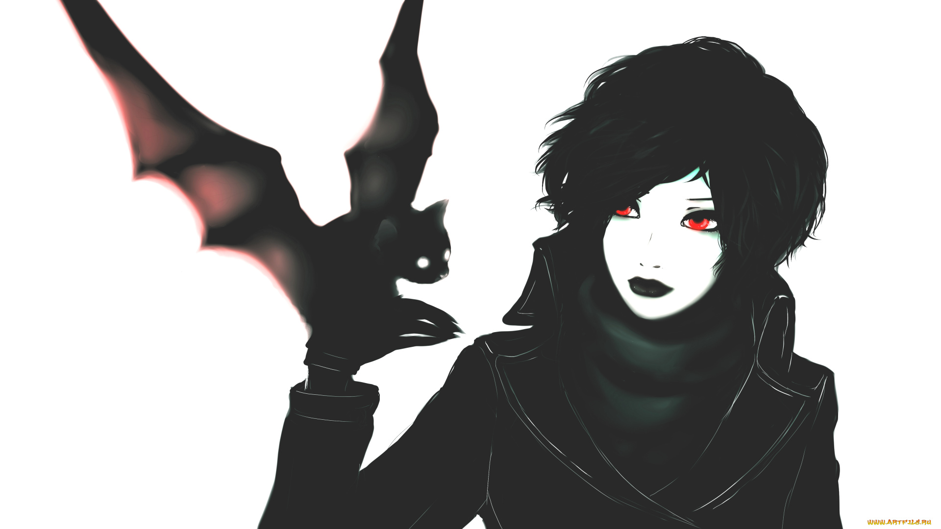 аниме, животные, , существа, летучая, мыш, девушка, арт