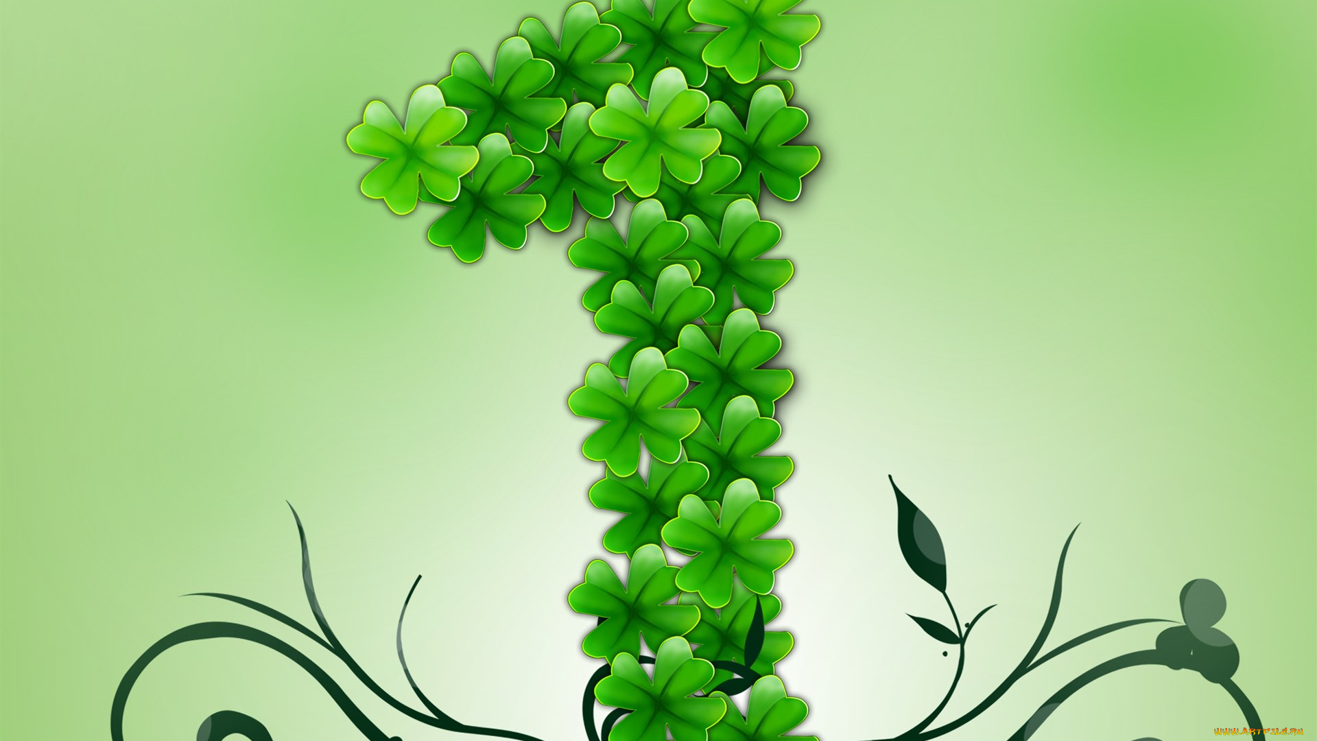 векторная, графика, другое, , other, узор, листочки, цифра, фон