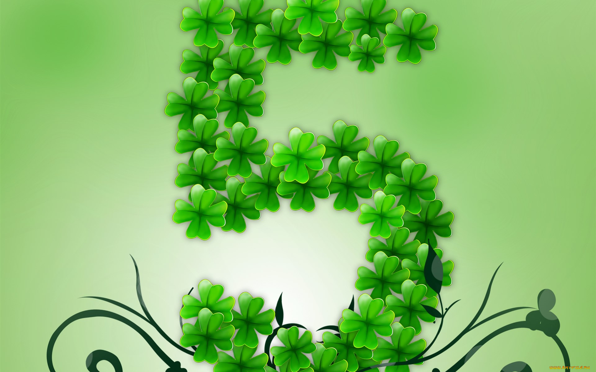 векторная, графика, другое, , other, фон, узор, листочки, цифра