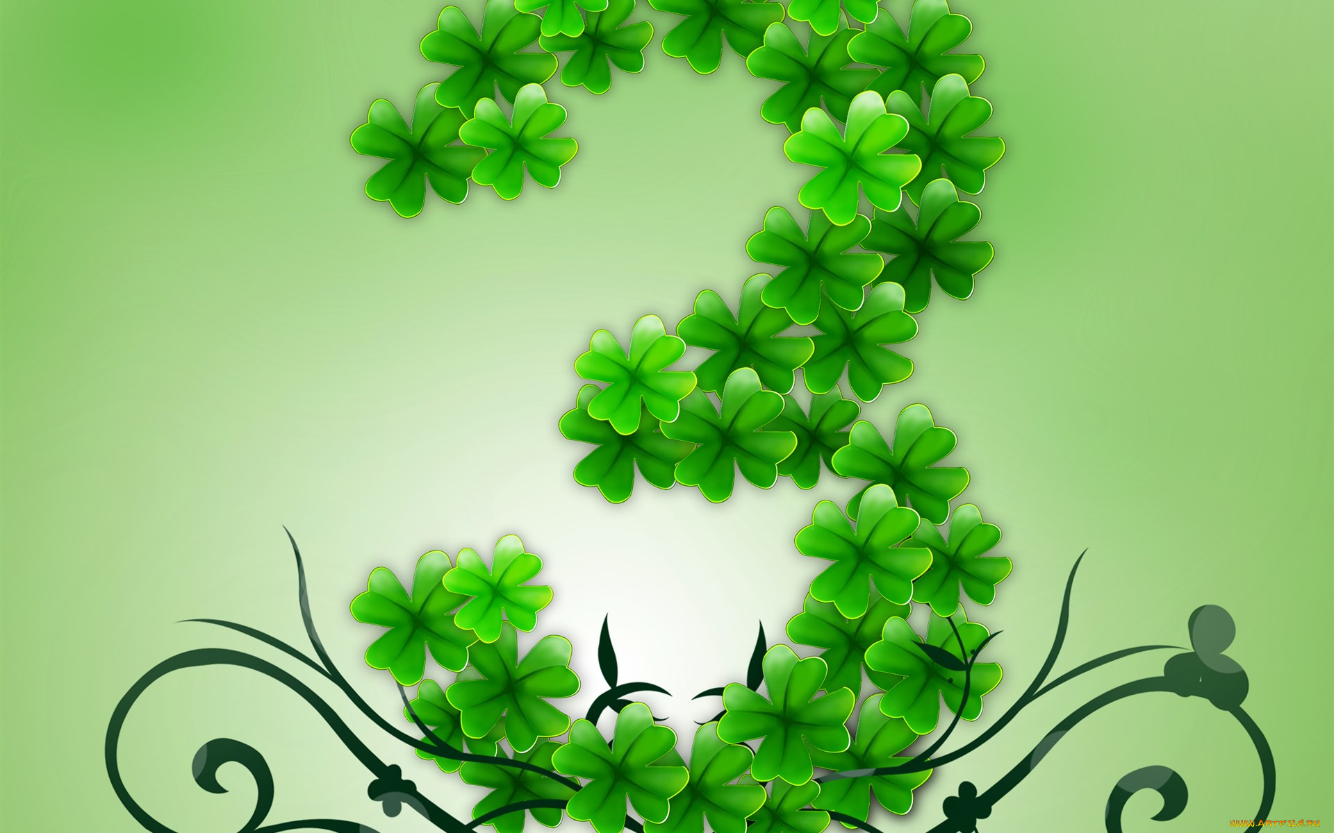 векторная, графика, другое, , other, фон, узор, листочки, цифра