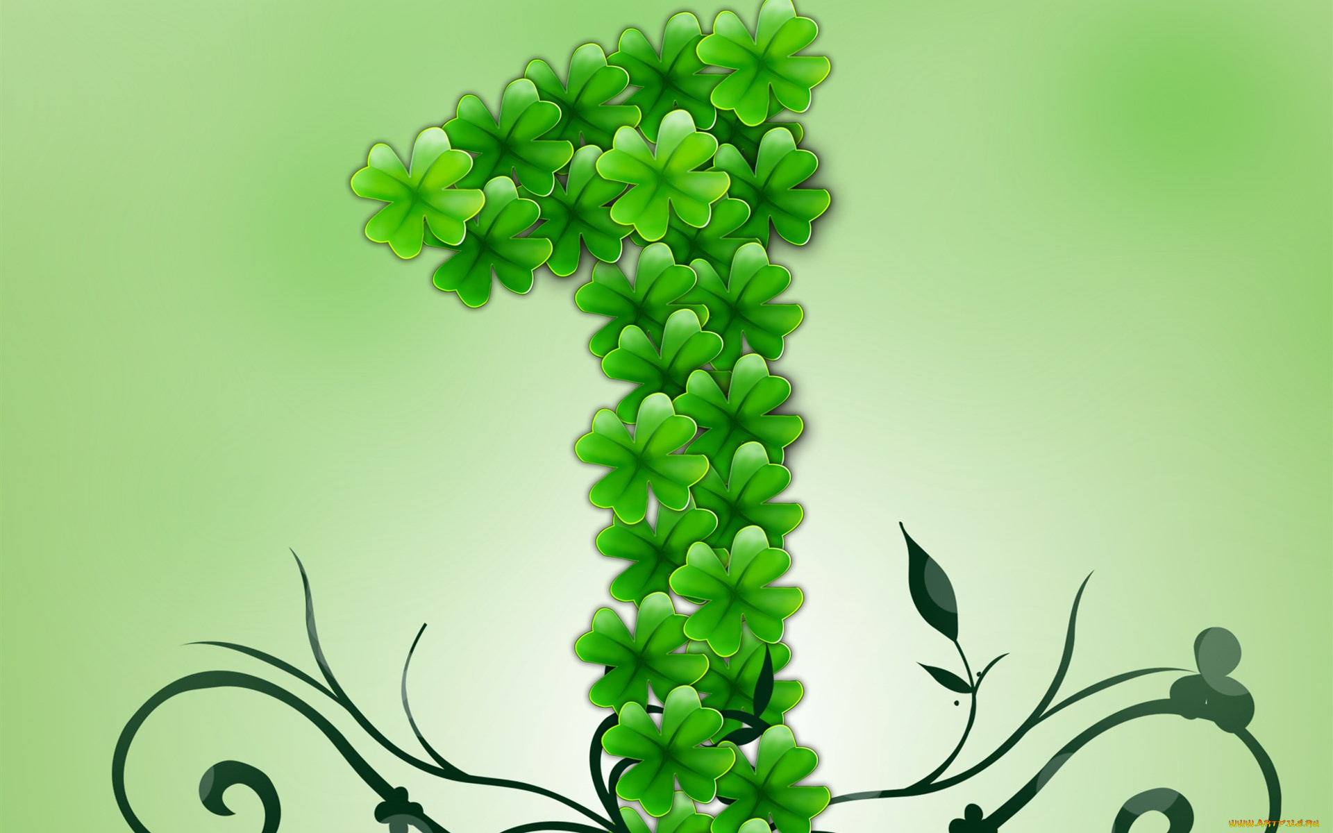 векторная, графика, другое, , other, узор, листочки, цифра, фон