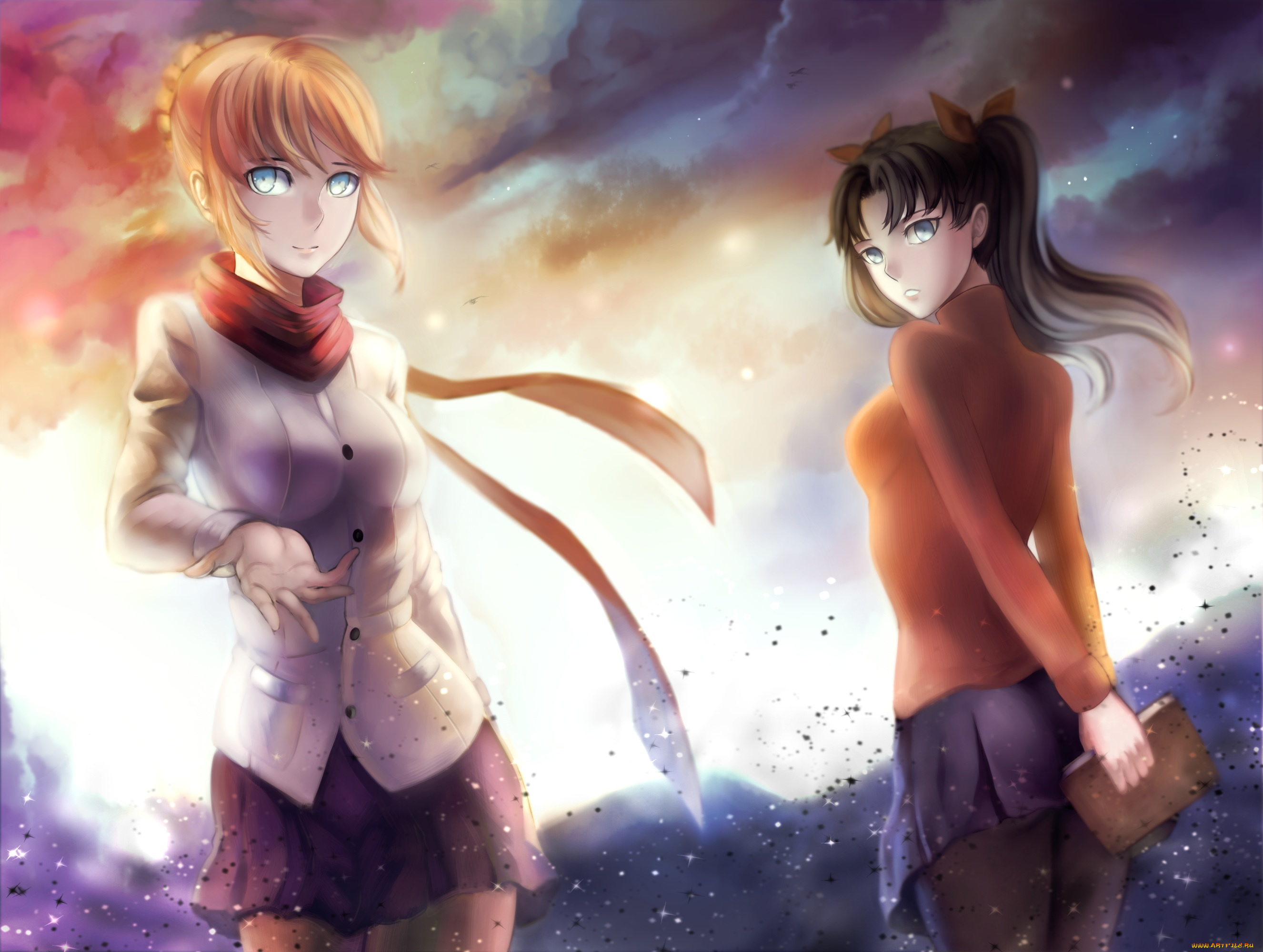 аниме, fate, stay, night, ragecndy, tohsaka, rin, saber, stay, night