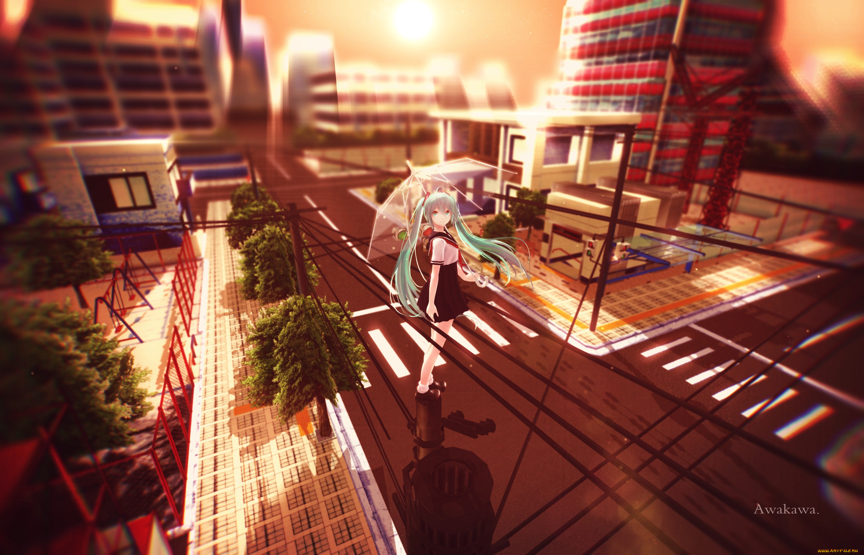 аниме, vocaloid, hatsune, miku, awakawayui