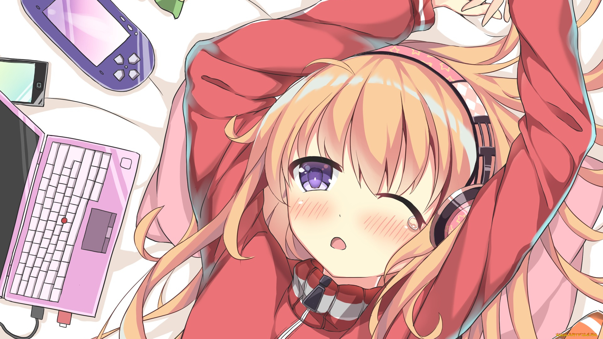 аниме, gabriel, dropout, взгляд, фон, девушка