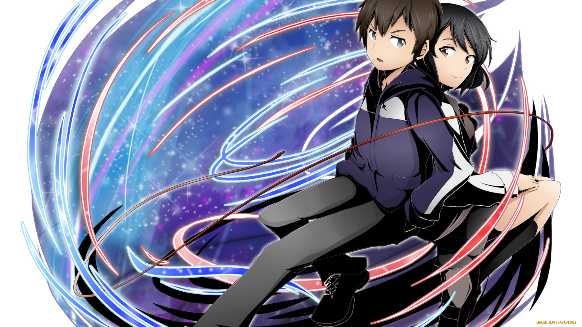 аниме, kimi, no, na, wa, взгляд, девушка, фон, парень