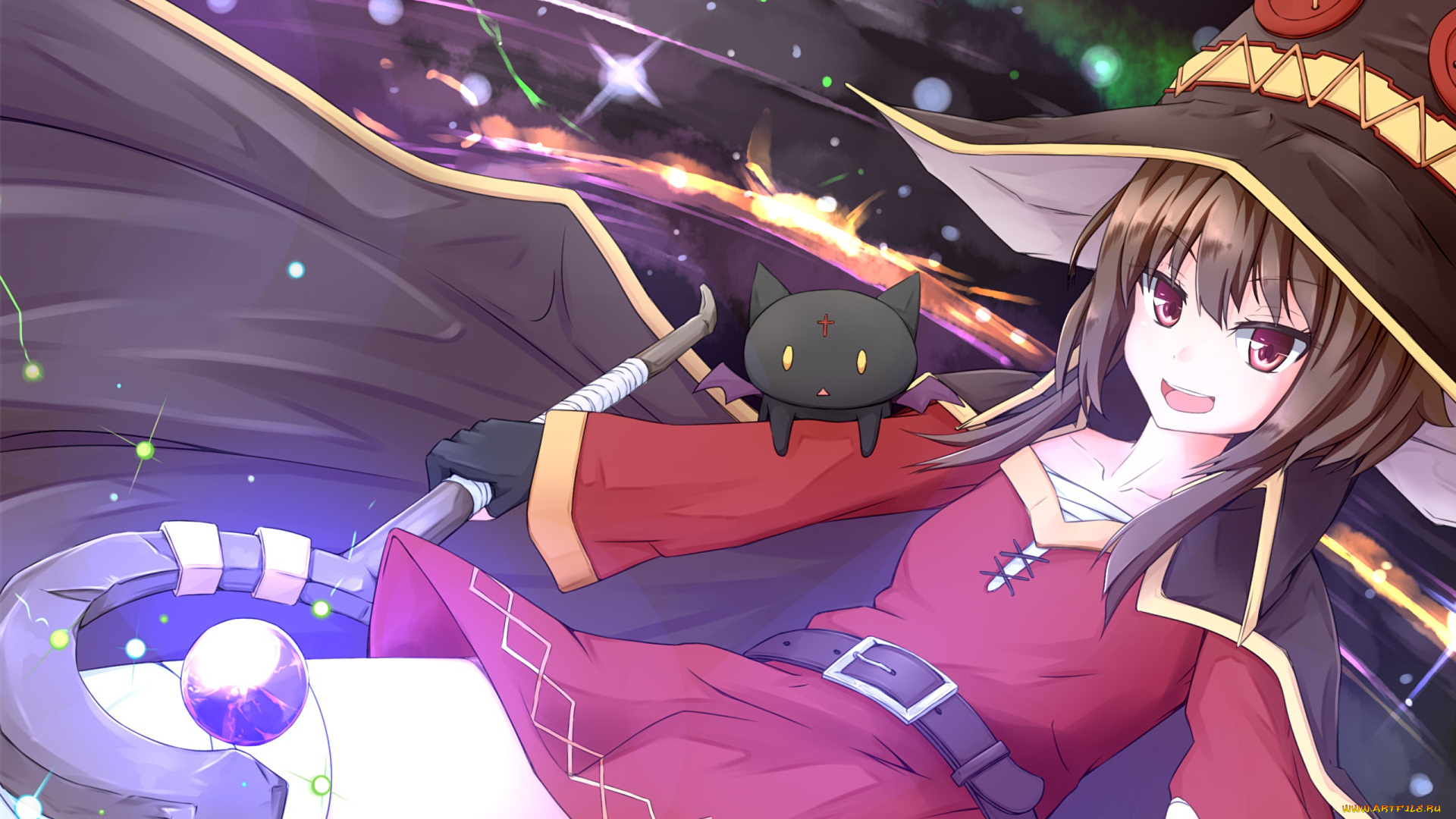 аниме, kono, subarashii, sekai, ni, shukufuku, wo, девушка, фон, взгляд