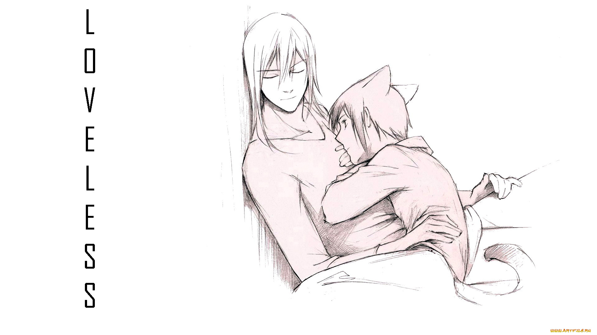 аниме, loveless, агатсума, соби, аояги, рицка, объятия, пара, нелюбимые