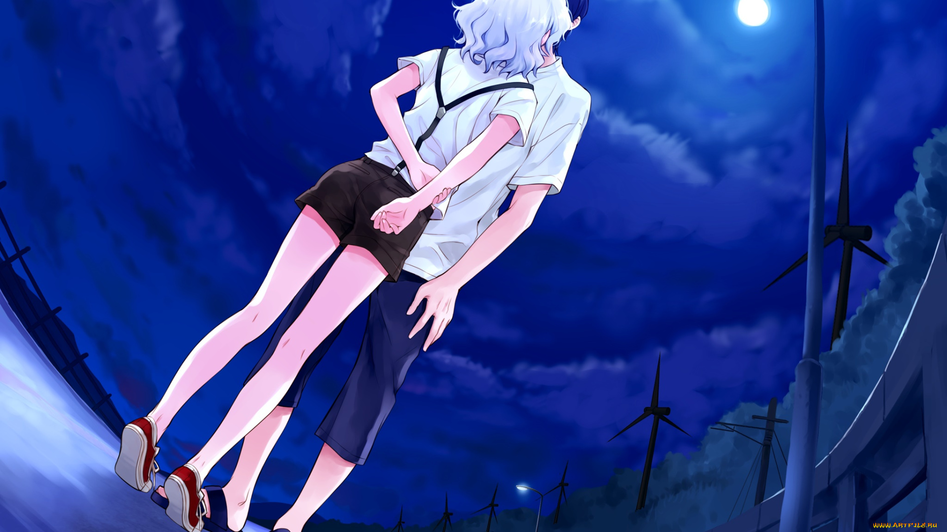 аниме, suiheisen, made, nan, mile, взгляд, фон, девушка