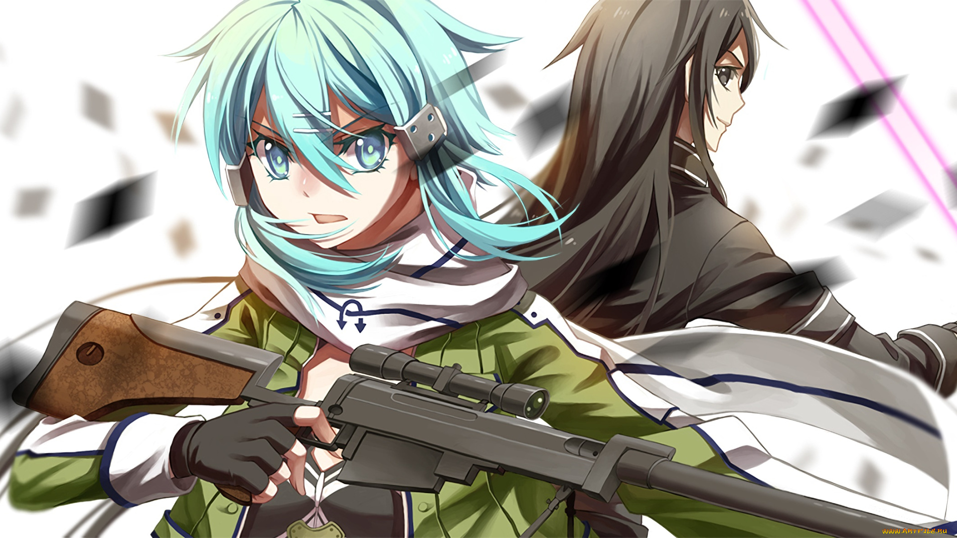 аниме, sword, art, online, девушка, взгляд, фон