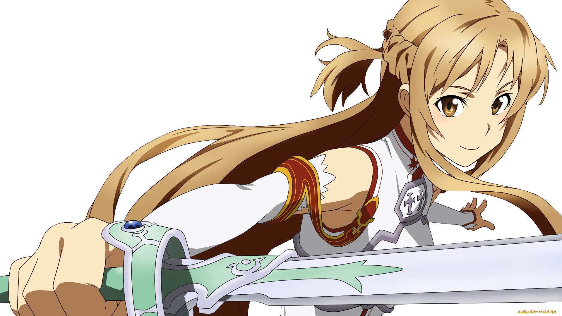 аниме, sword, art, online, девушка, взгляд, фон