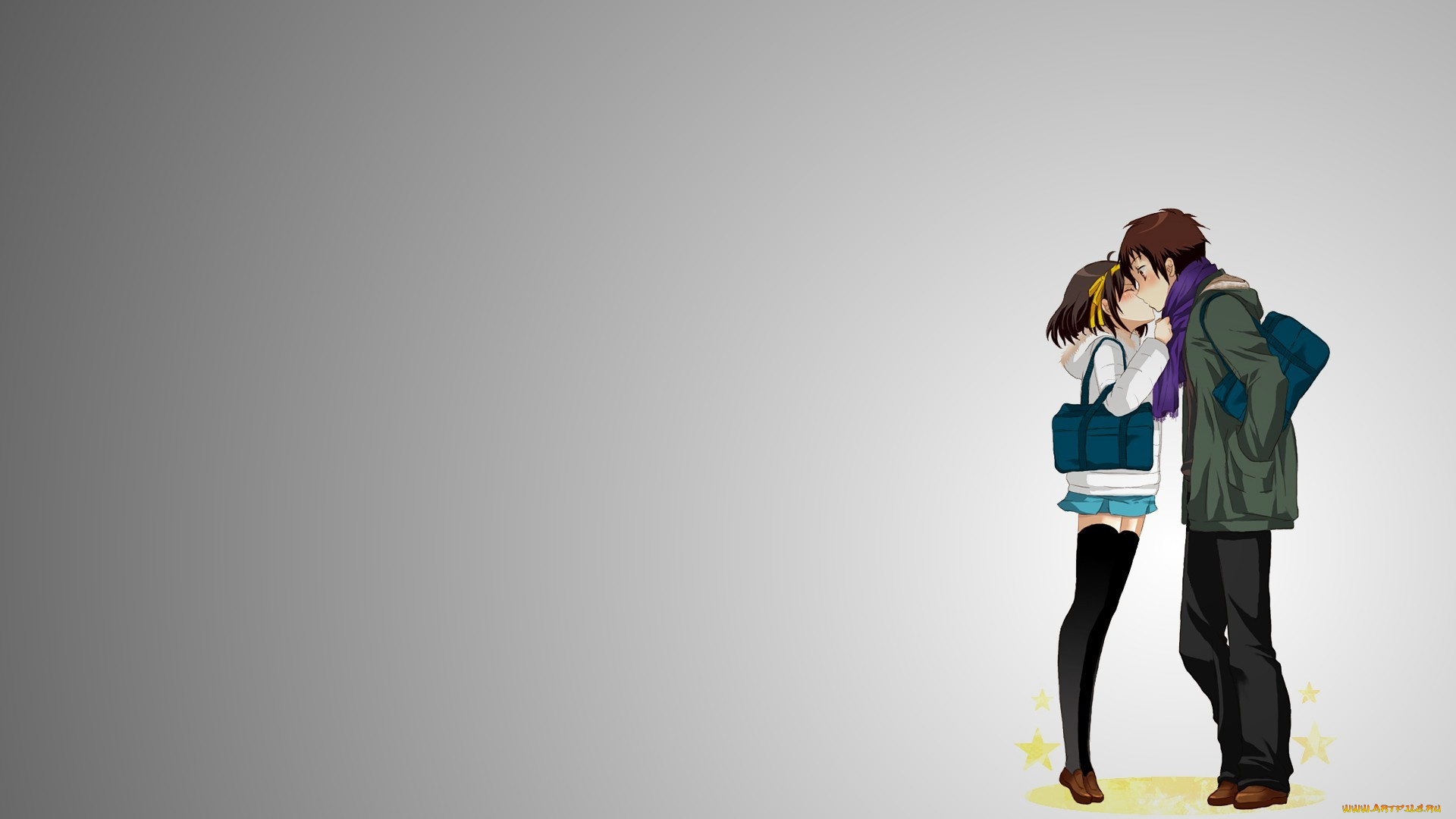 аниме, the, melancholy, of, haruhi, suzumiya, двое, свидание, меланхолия, харухи, судзумии, поцелуй, парочка