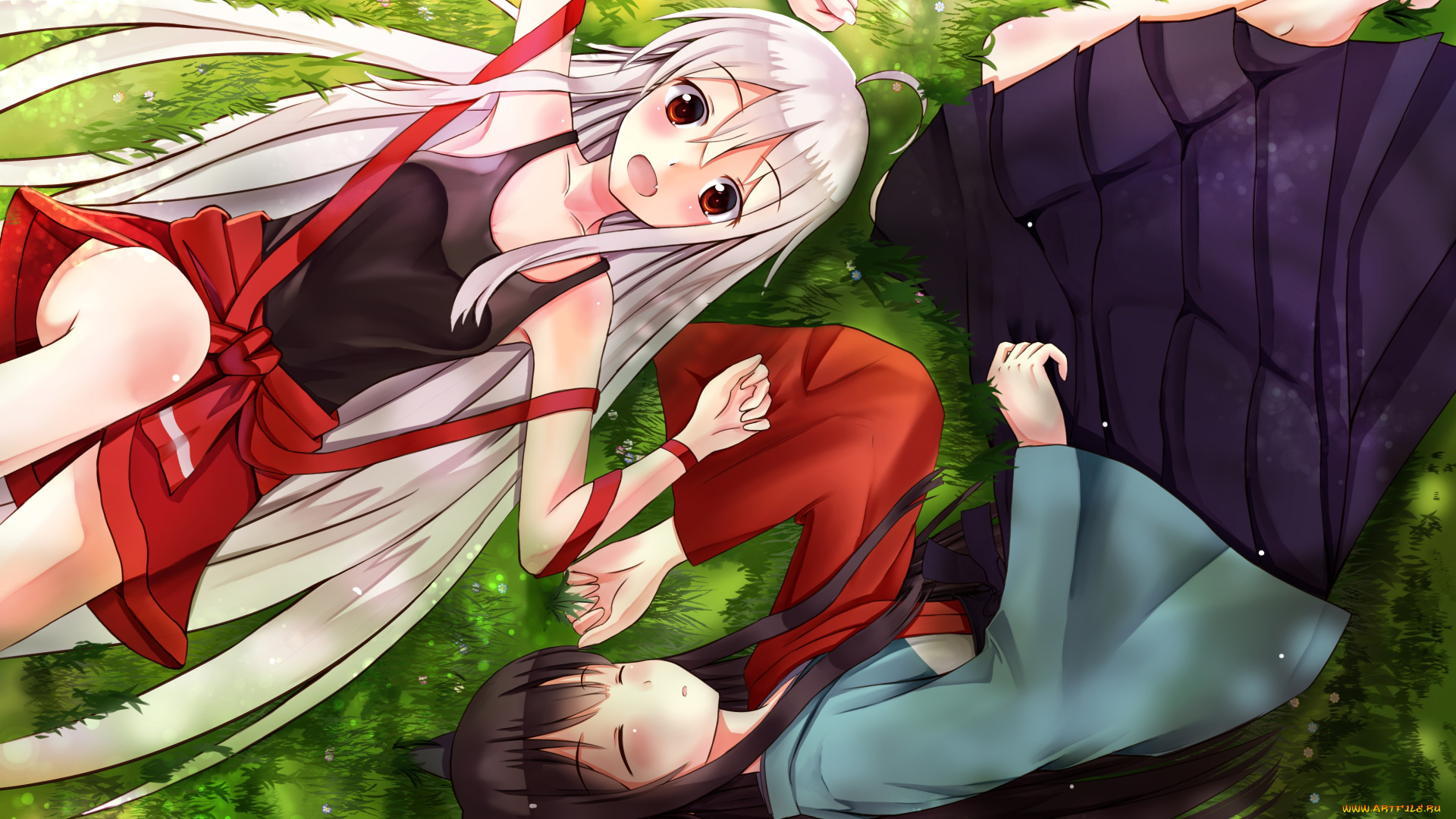 аниме, urara, meirochou, девушки, фон, взгляд