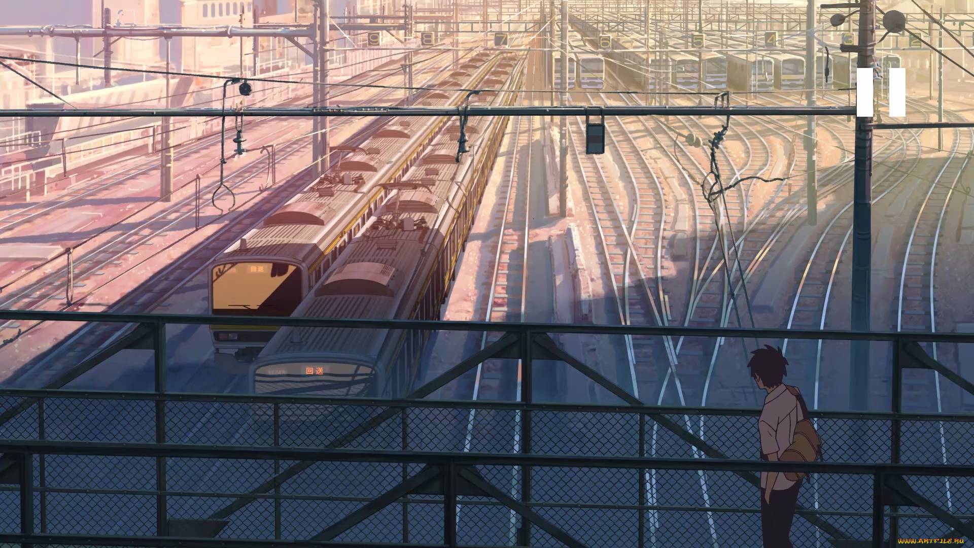 cross, road, аниме, взгляд, фон, парень