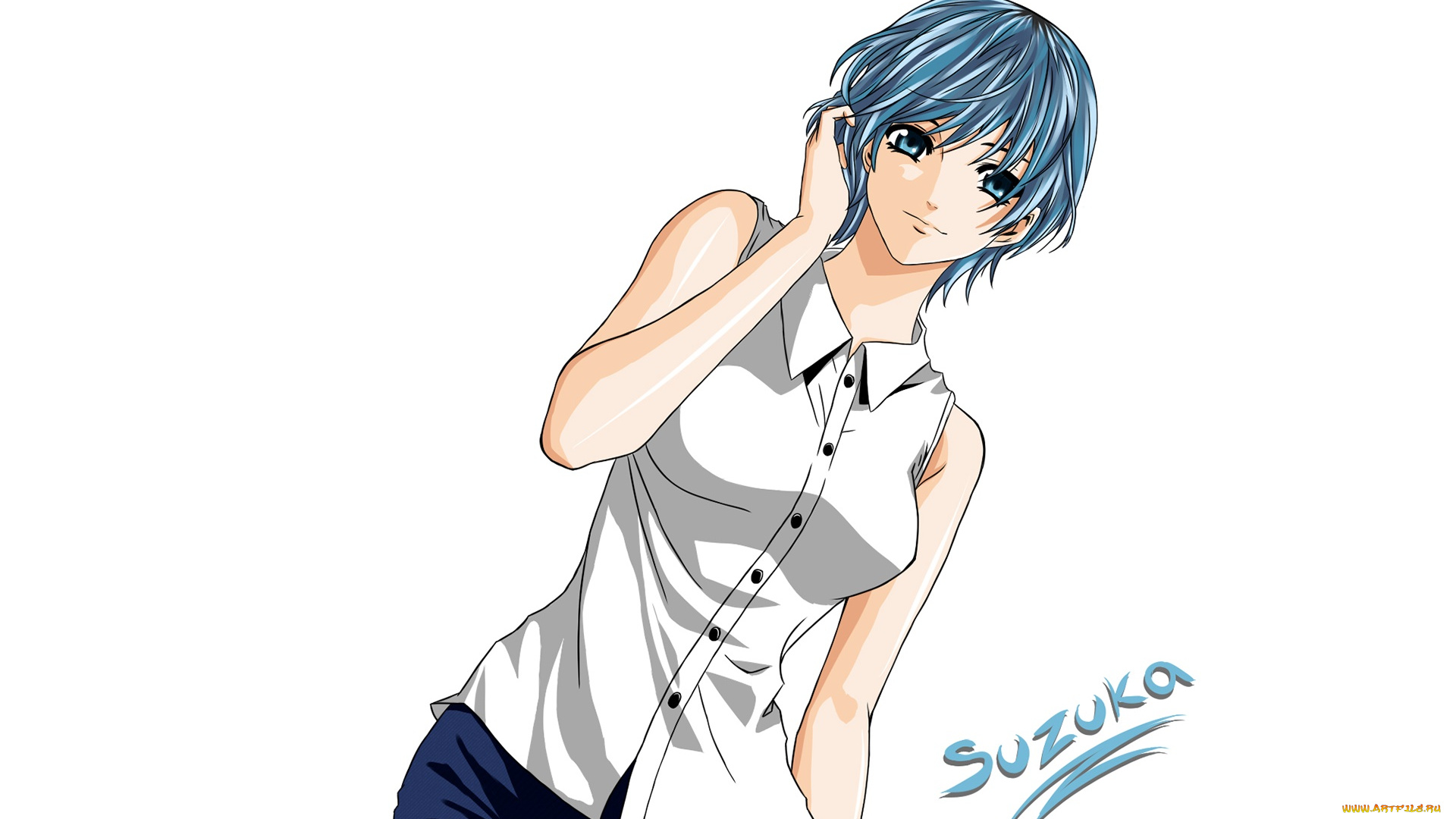 fuuka, аниме, фон, взгляд, девушка