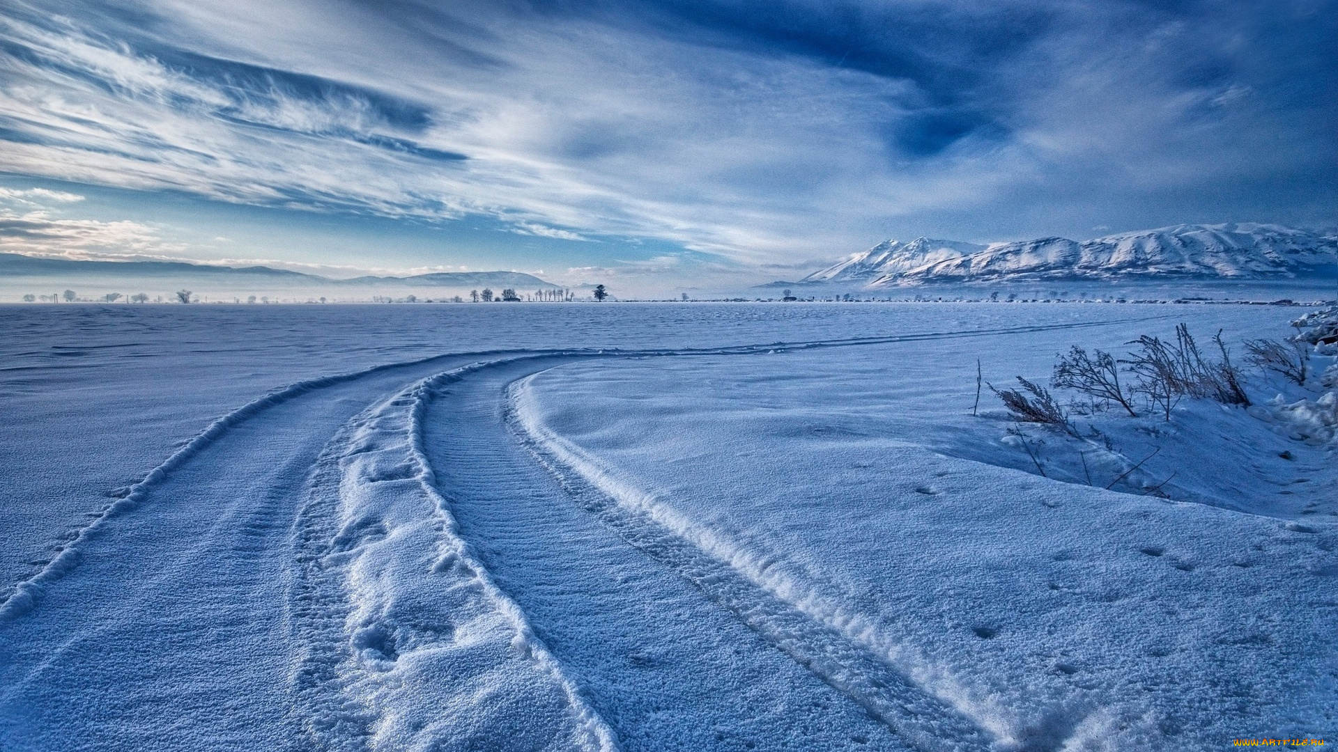 природа, зима, облака, снег