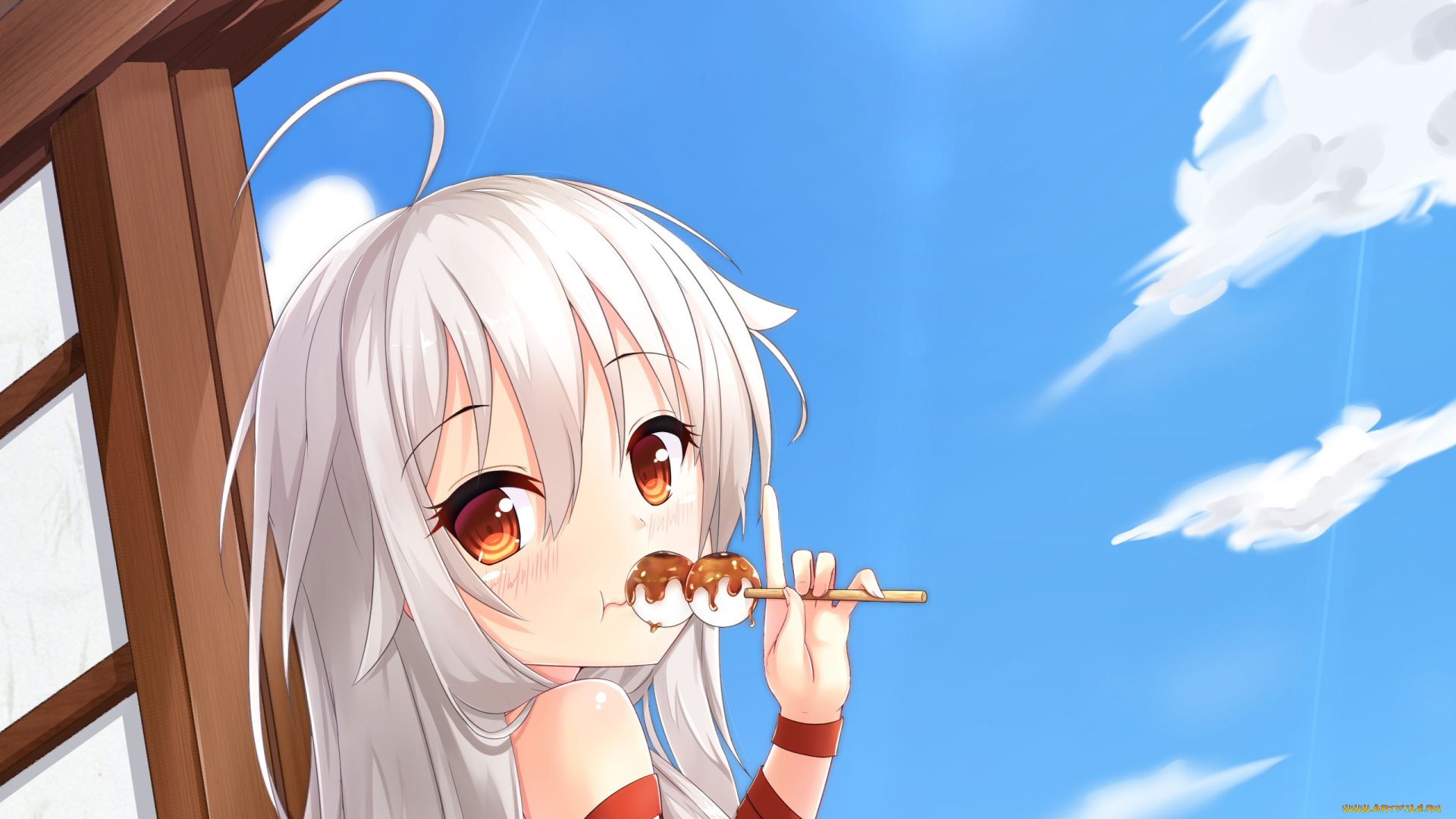 urara, meirochou, аниме, девушка, фон, взгляд