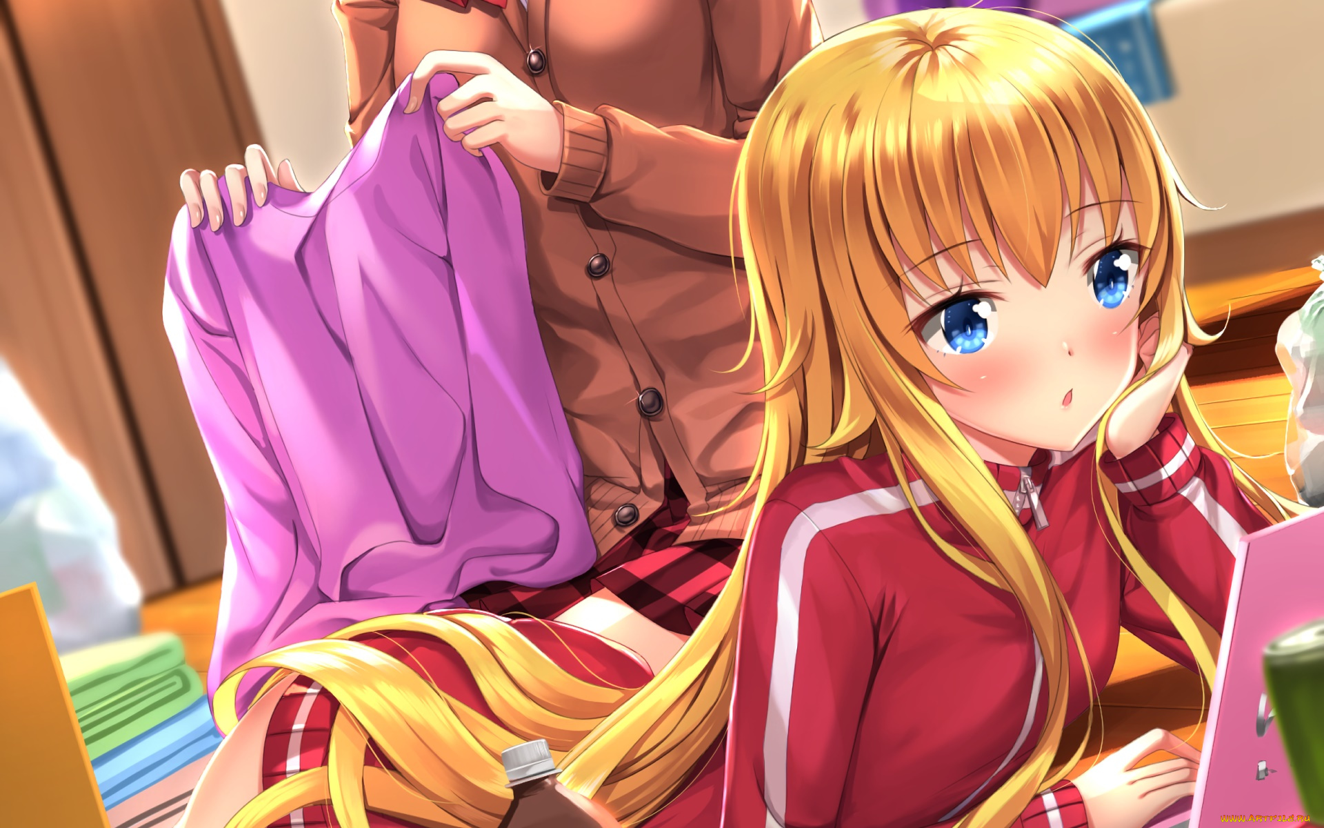 аниме, gabriel, dropout, фон, взгляд, девушка