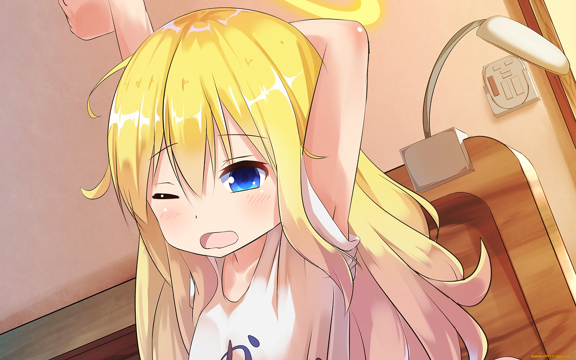 аниме, gabriel, dropout, взгляд, фон, девушка