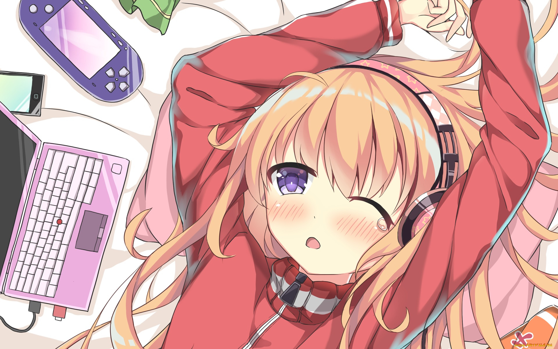 аниме, gabriel, dropout, взгляд, фон, девушка