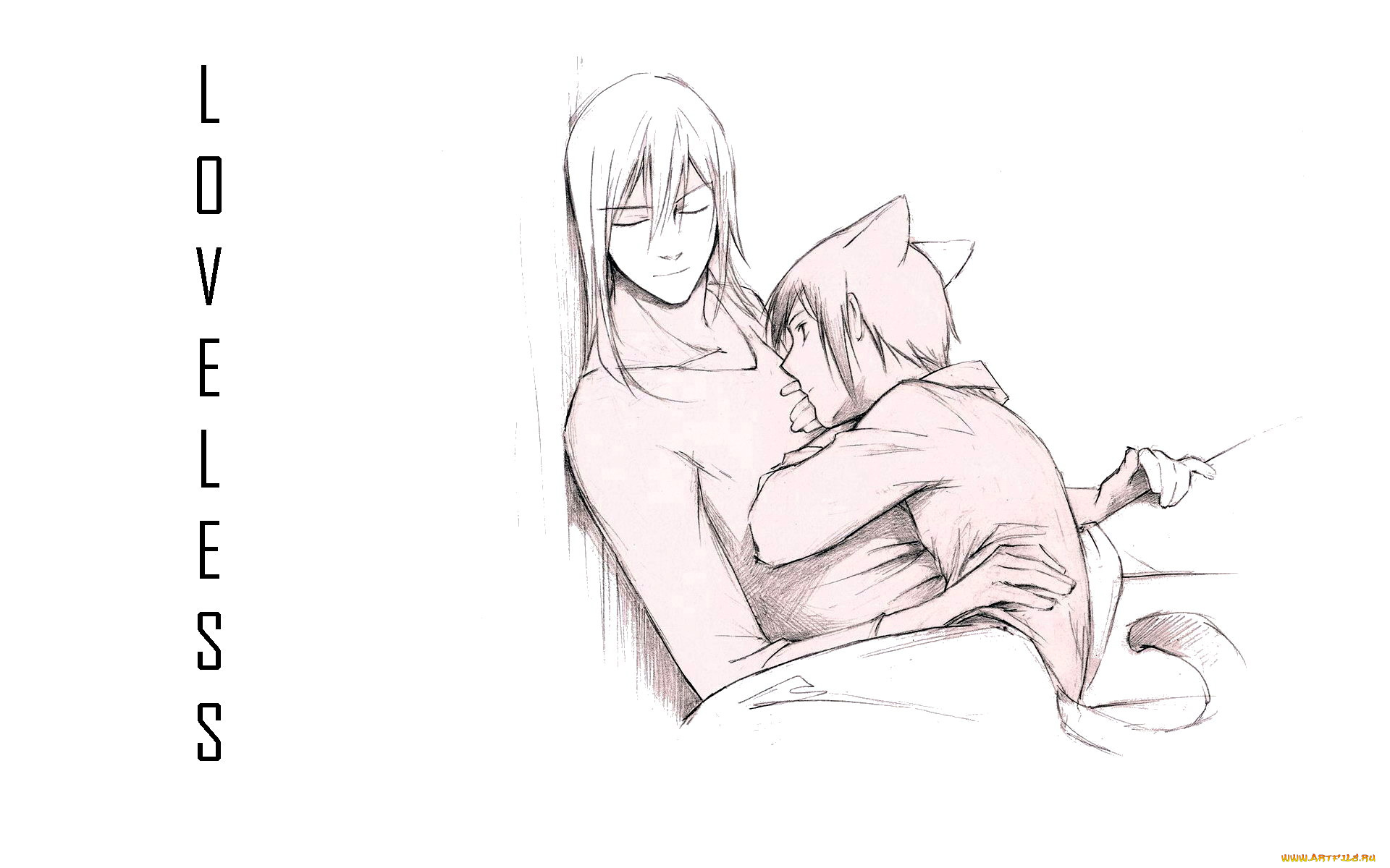 аниме, loveless, агатсума, соби, аояги, рицка, объятия, пара, нелюбимые