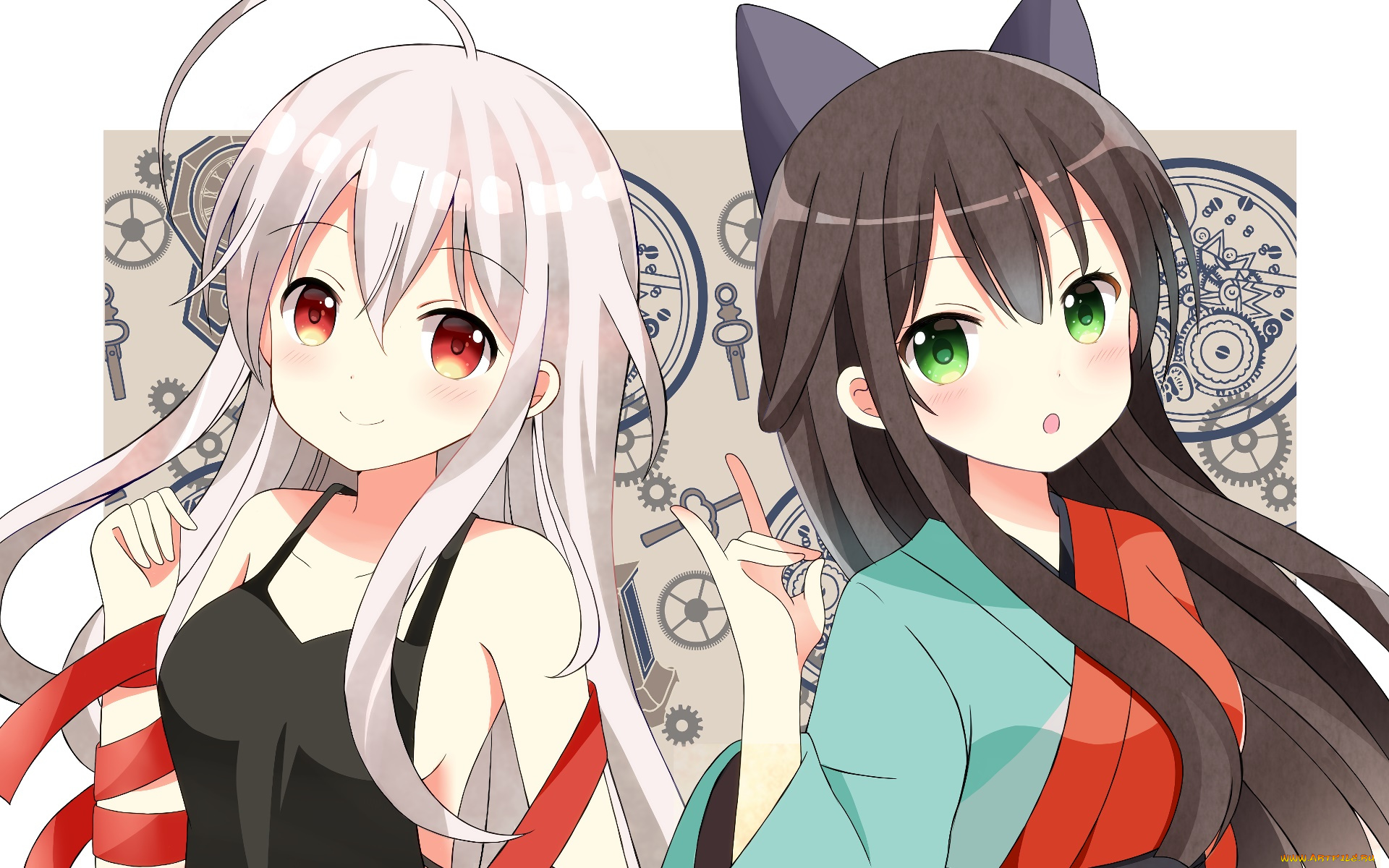 аниме, urara, meirochou, фон, взгляд, девушки