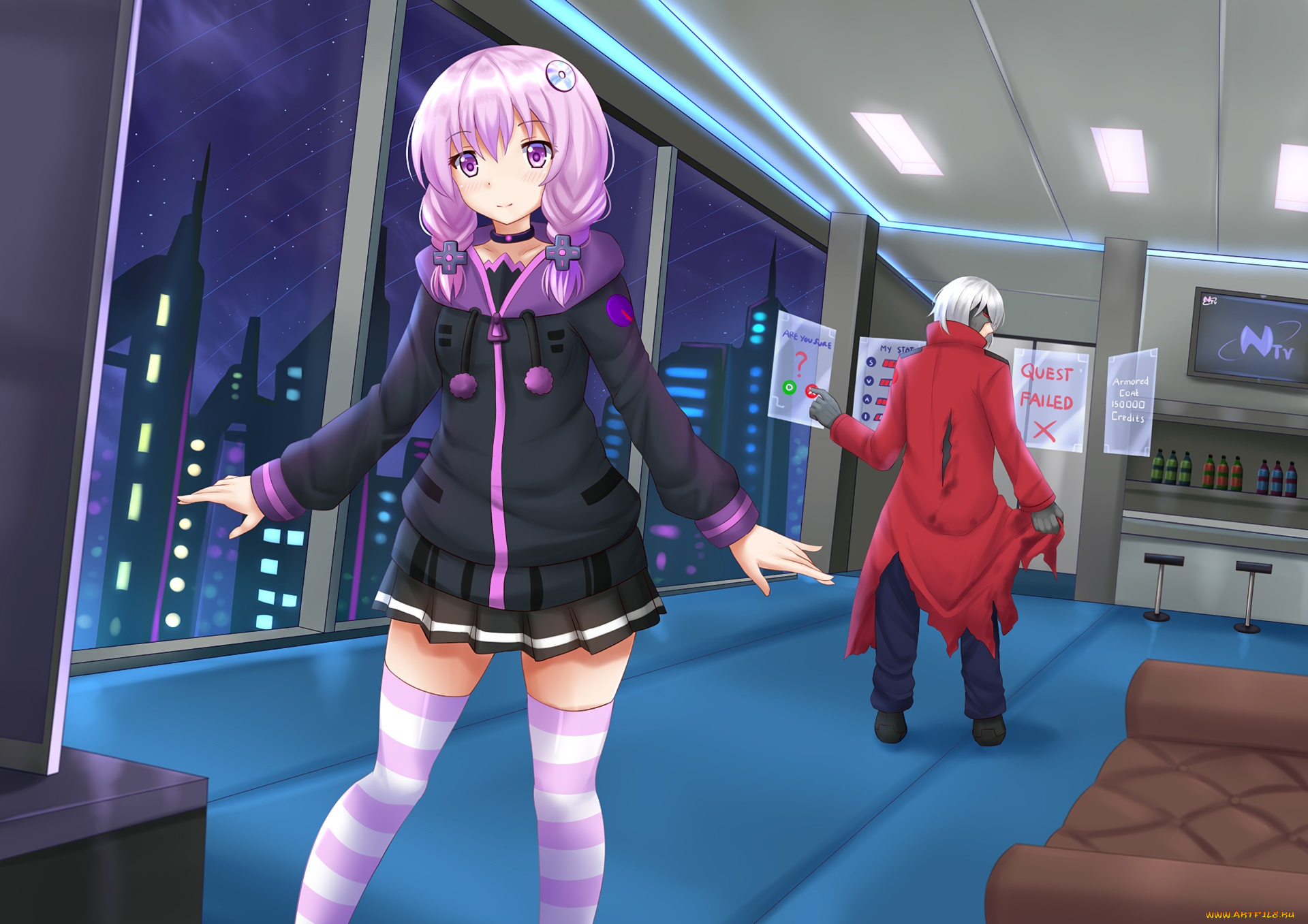 аниме, unknown, , другое, девушка, взгляд, фон