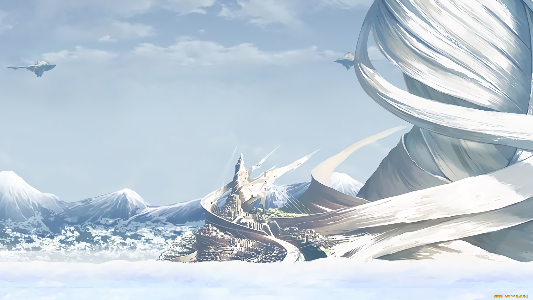 аниме, sword, art, online, горы