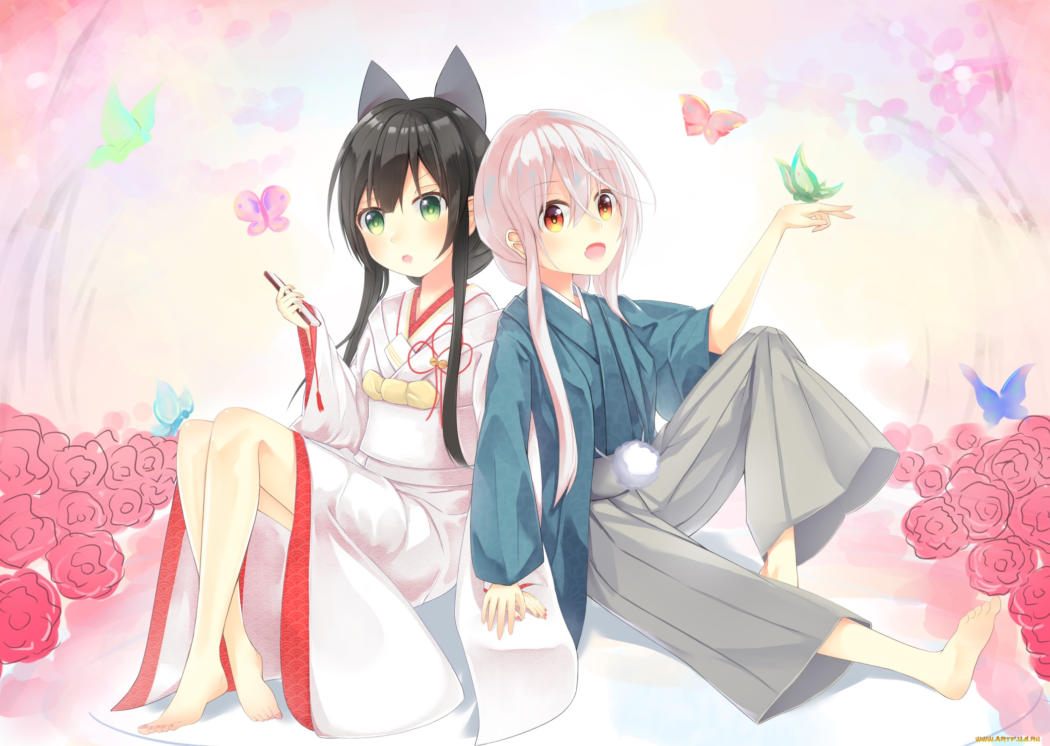 аниме, urara, meirochou, фон, взгляд, девушки