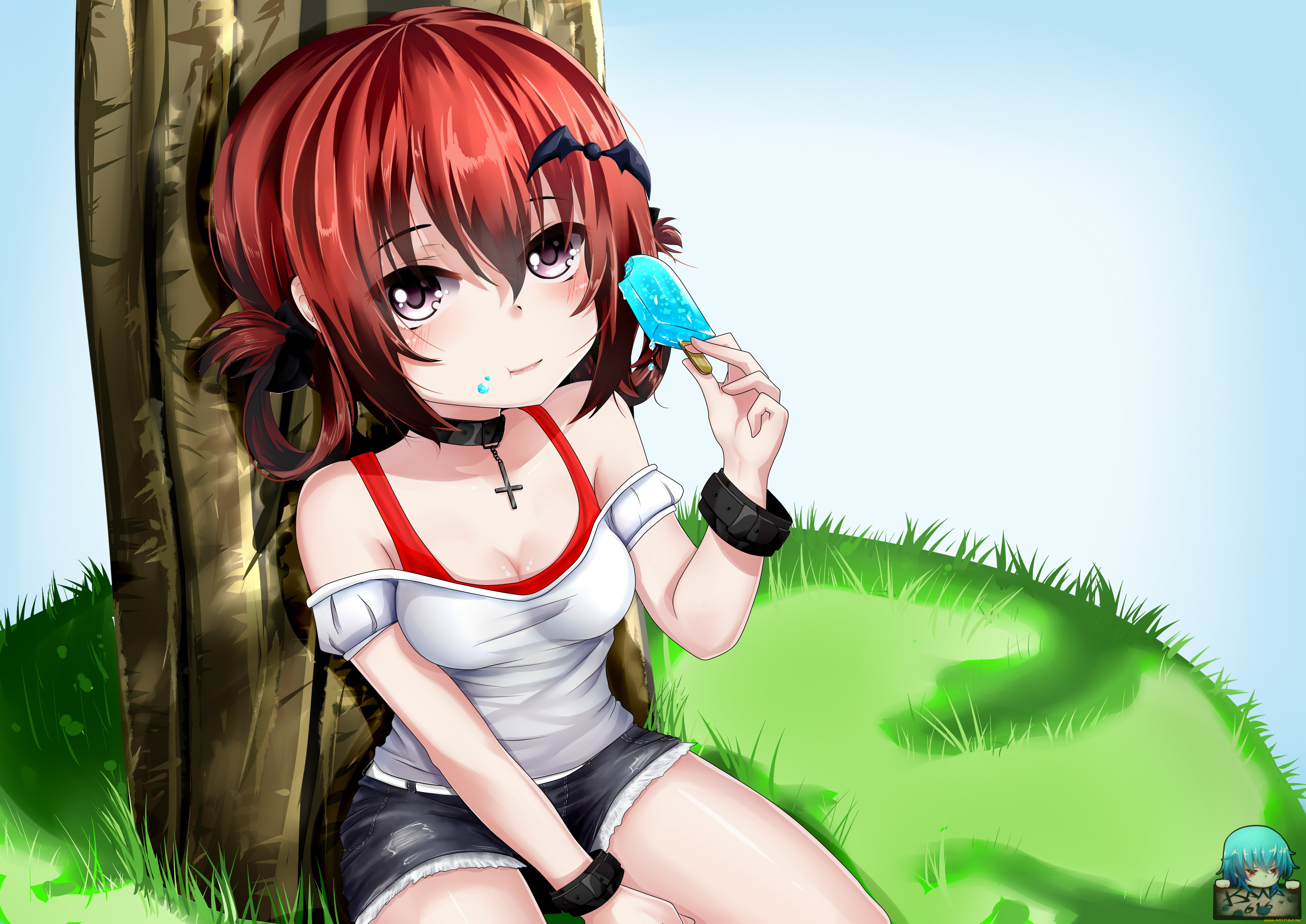 аниме, gabriel, dropout, взгляд, девушка, фон