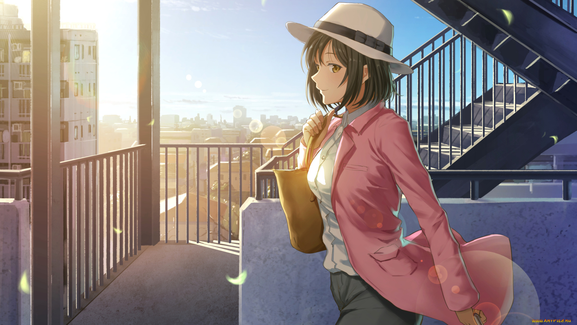 аниме, город, , улицы, , интерьер, , здания, девушка