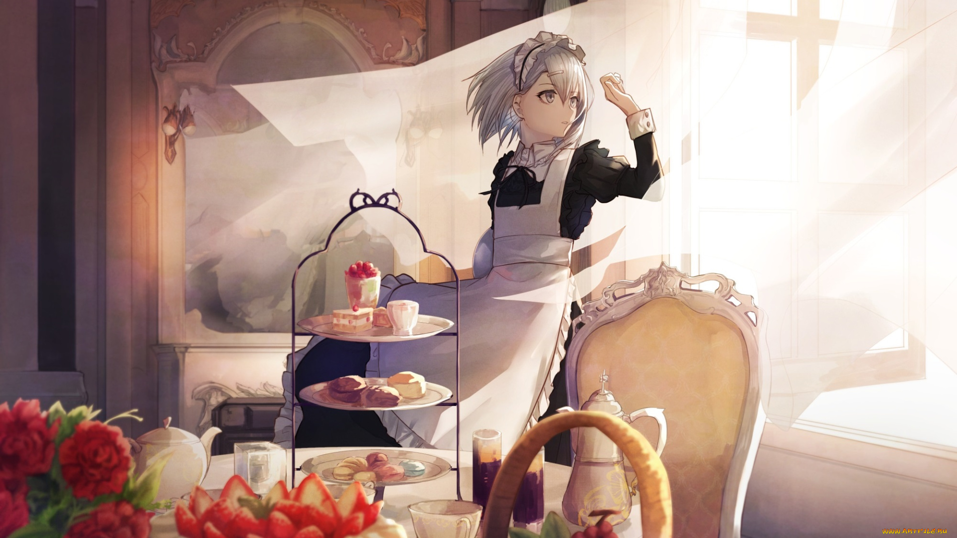 аниме, город, , улицы, , интерьер, , здания, девушки