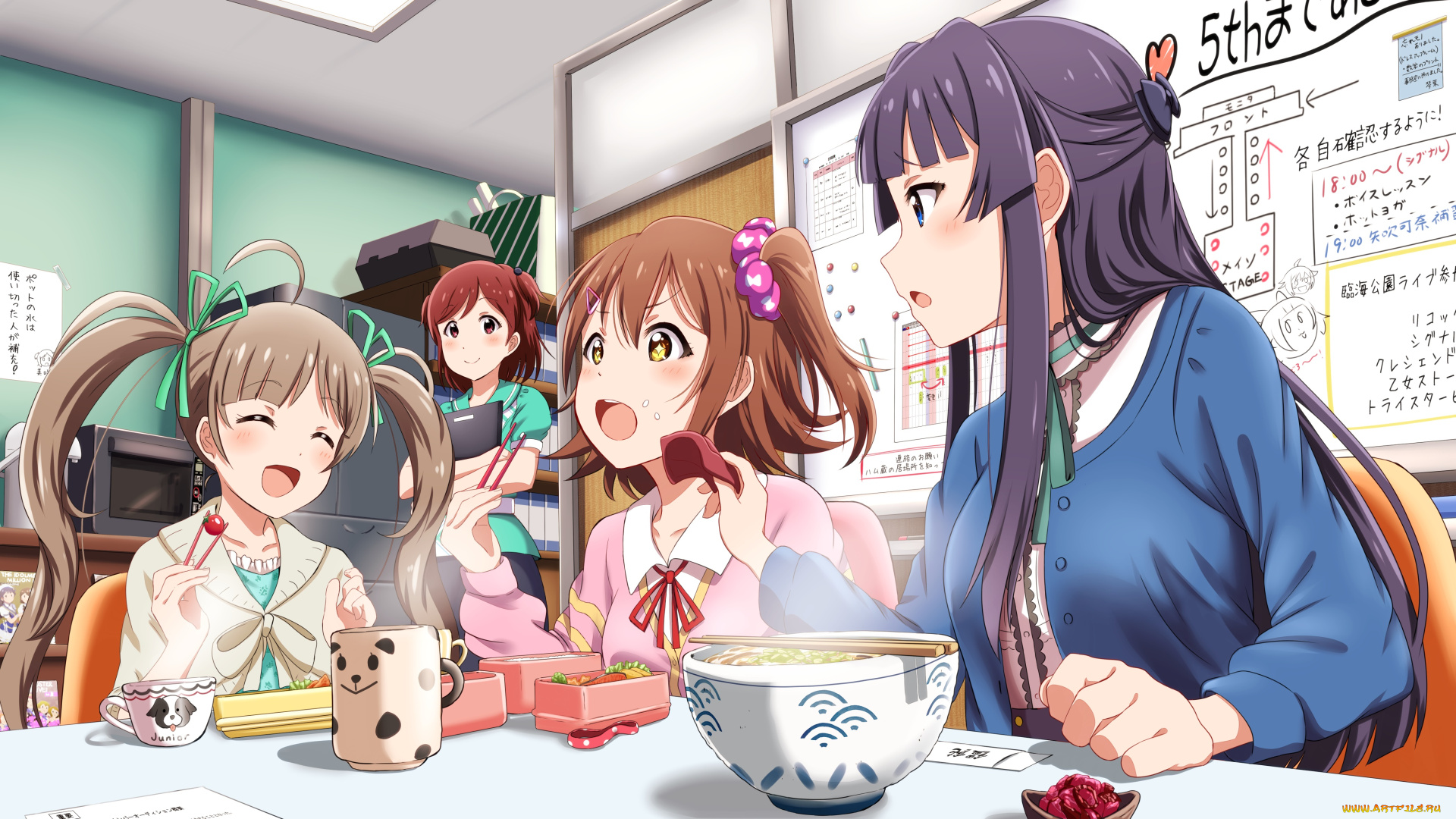 аниме, idolm@ster, взгляд, фон, девушки